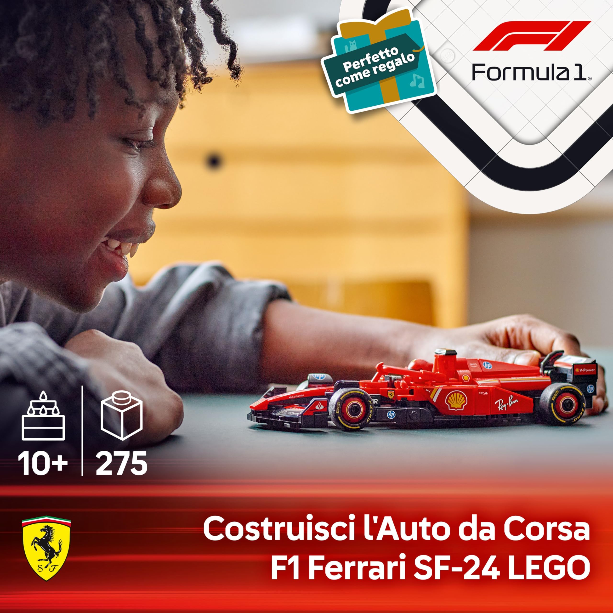 LEGO Speed Champions Auto da Corsa Ferrari F1 SF-24 - Giocattolo da Collezione con Minifigure Formula 1 - Giochi di Natale per Bambini da 10 Anni o per Adulti Fan degli Sport Automobilistici 77242