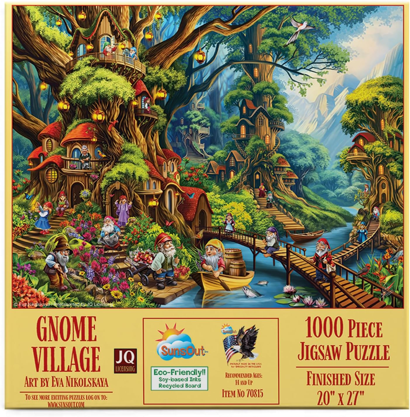 SUNSOUT INC - Gnome Village - 1000 piece Jigsaw Puzzle for Adults by Artist: Eva Nikolskaya - Finished Size 20" x 27" - MPN# 70815