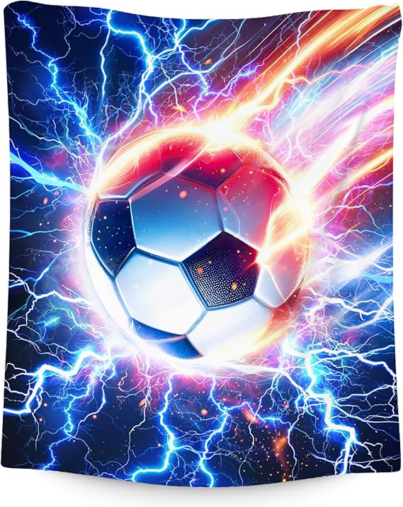 Soccer Blanket for Boys Throw Gifts - 30" x 40" Soft Plush Sport Theme Blankets for Kids
