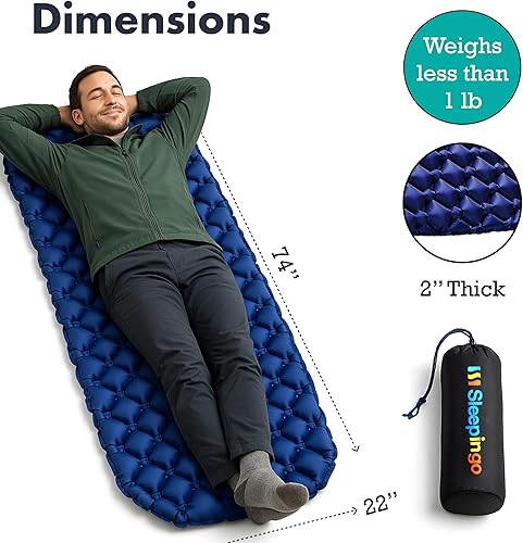 Miniatura 3 de Sleepingo Colchoneta grande para acampar  Colchoneta de dormir ultraligera para campamento, mochileros, senderismo, colchón de aire ligero, inflable