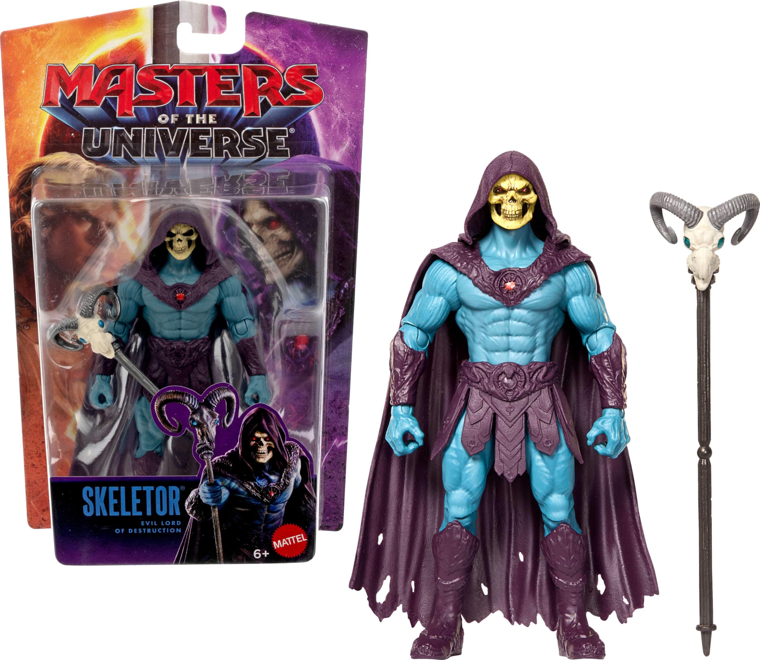 Movie Skeletor 5.5 Inch Action Figure Villain Toy, Content Accurate, 14 Movable Joints & Ram Head Havoc Staff