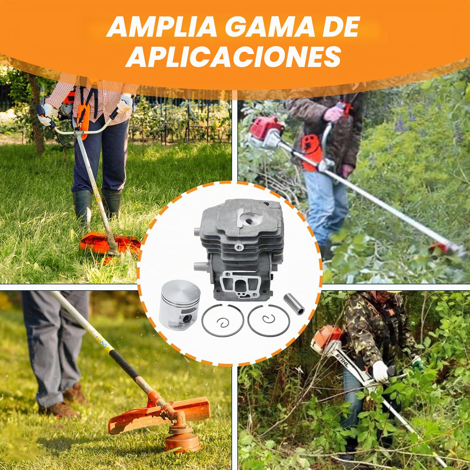 Kit de cilindro para Stihl FR410 C, FR 460 TC, FS 240, FS 240 C, FS 240 R, FS 240 RC, FS 260, FS 260 C, FS 260 R, FS 260 RC, FS 360 C, FS 410 C, repuesto para OEM 4147 020 1207