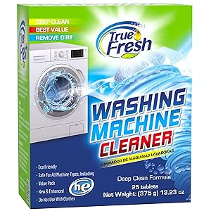 True Fresh Washing Machine Cleaner Tablets 25-Pack Deep Cleaning for Front Loader, Top Load & HE Washers Helps Remove Odor-Causing Residues, Pet Hair & Hard Water Buildup Septic Safe