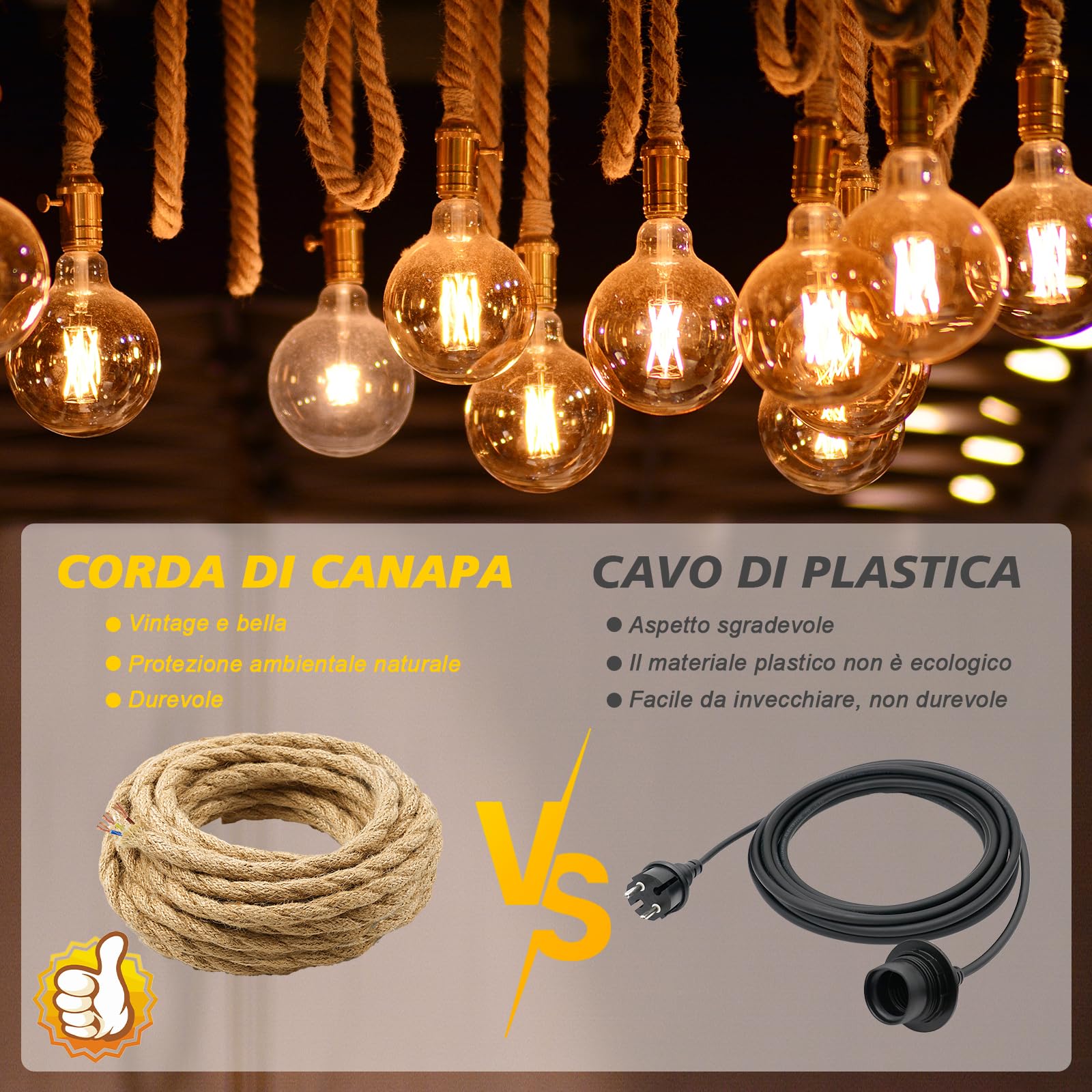 Calex | Cavo avvolto in tessuto | 2x0,75mm² | 1,5M | Oro metallizzato | 60W
