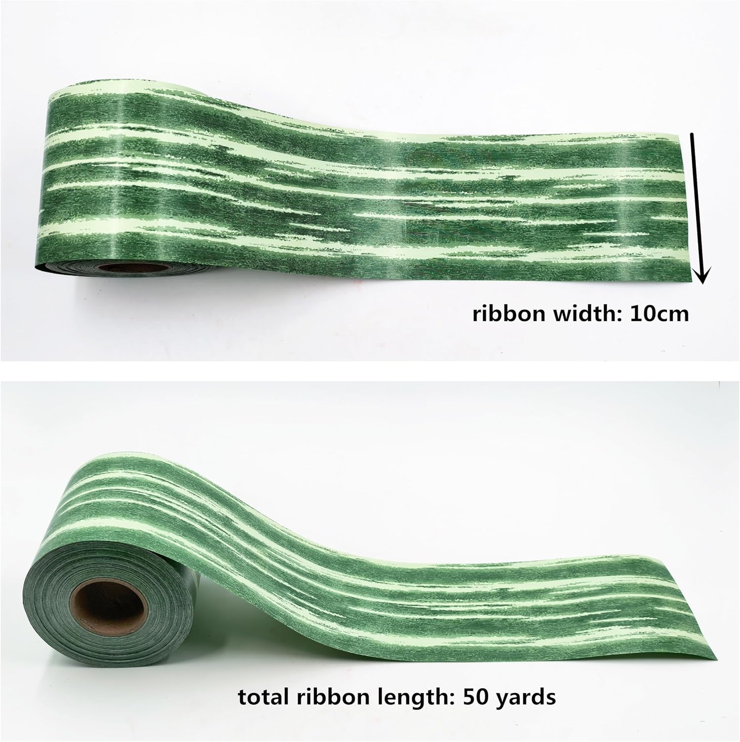 Green Ti Leaf Ribbon 4" x 50 Yard Poly Floral Craft Decoration Satin Waterproof Ribbon for Indoor Outdoor Wrap Florist, Holiday Decorating, Wedding Bouquet, Art Crafts etc (3 Packs Light Green)