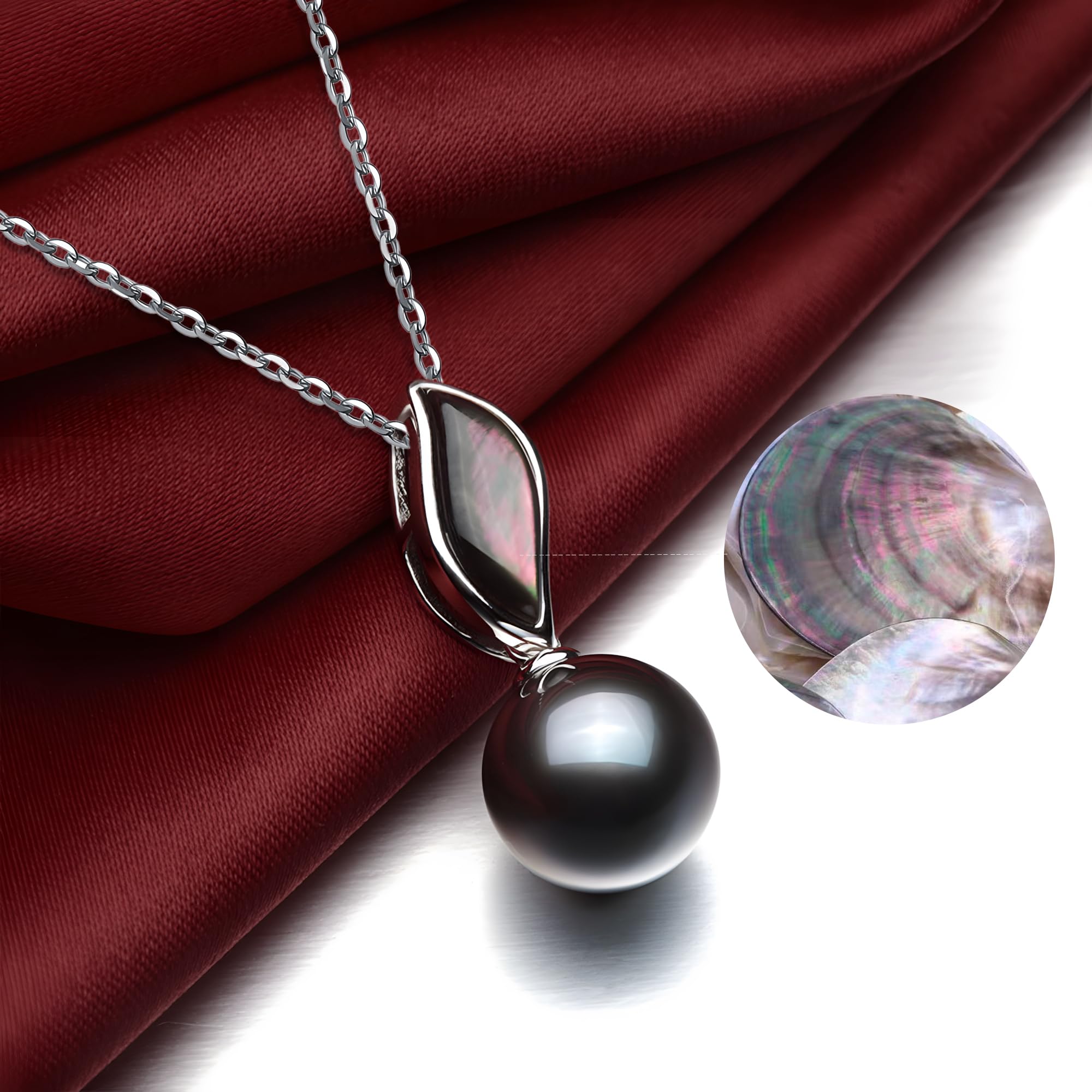 Viki Lynn Halskette mit Perlen-Anhänger, Flamme D'Amour, Tahitiperle, für Damen, aus Aufzucht, Schwarz 9–10°mm, Klasse AAA, Silber 925/1.000, Größe 45°cm