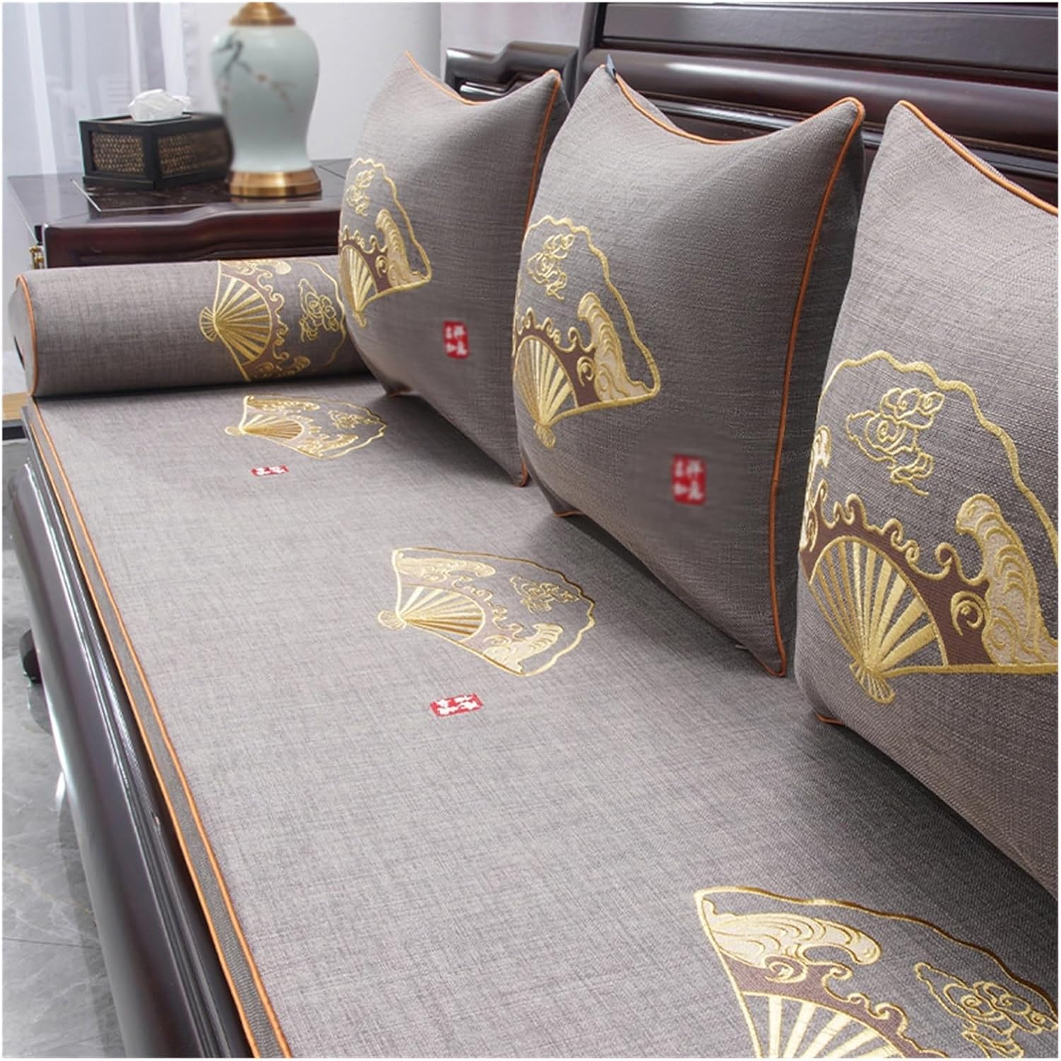 Chinese Sofa Cushion Cover Four Seasons Universal Arhat Bed is Not Easy to Slide Sofa Furniture Cushion(60 * 170 * 5cm)