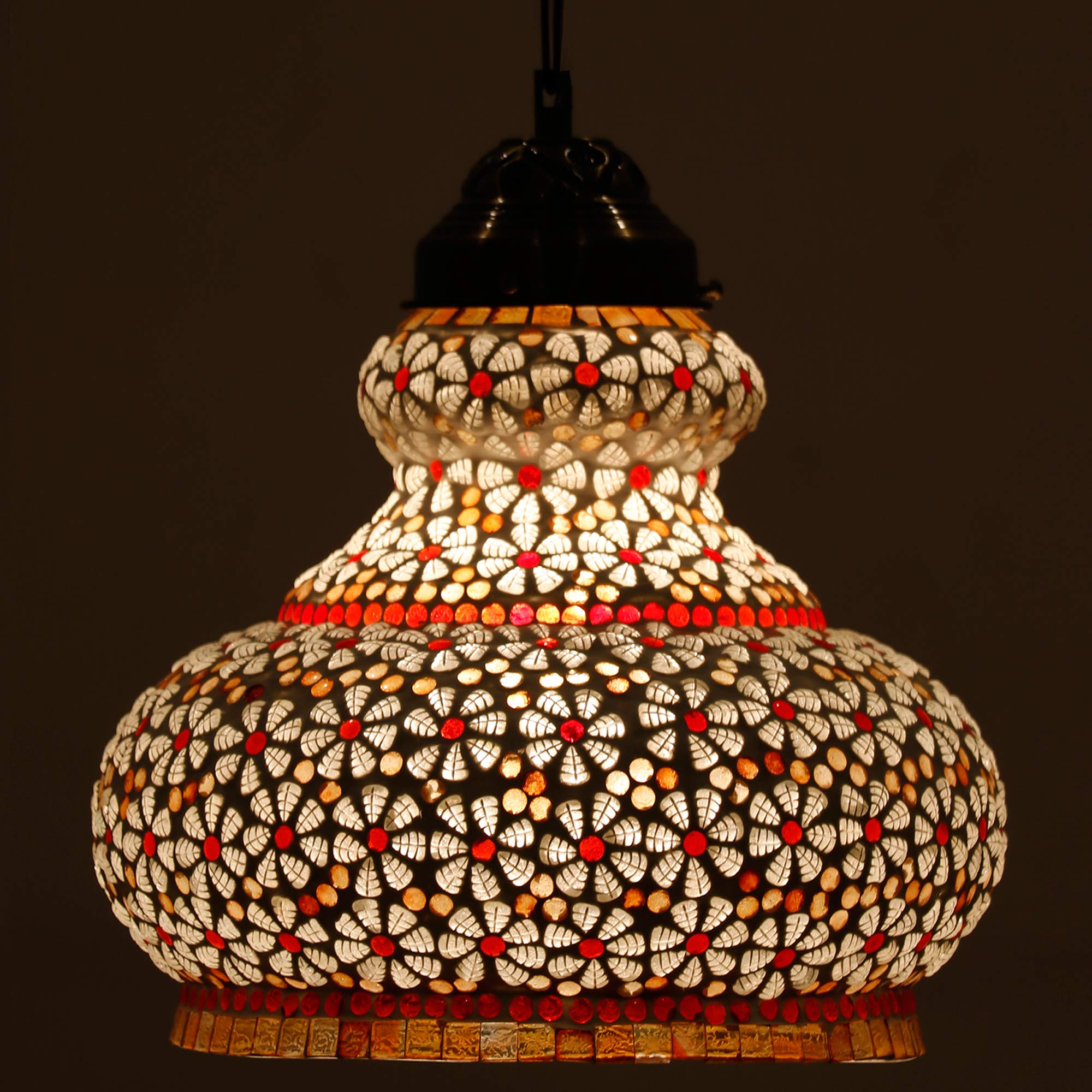 Earthenmetal surahi Shaped Decorated Multicolour Glass Hanging Light(Corded Electric)