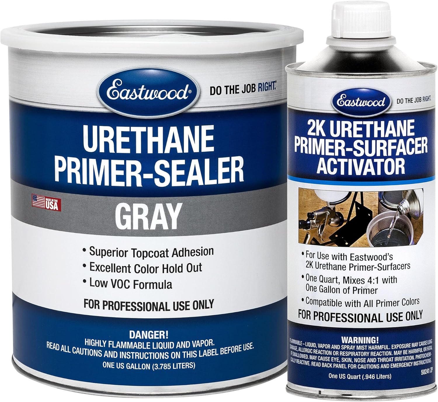 Eastwood Urethane Automotive Spray Paint Primer Sealer and Activator Kit | Gray