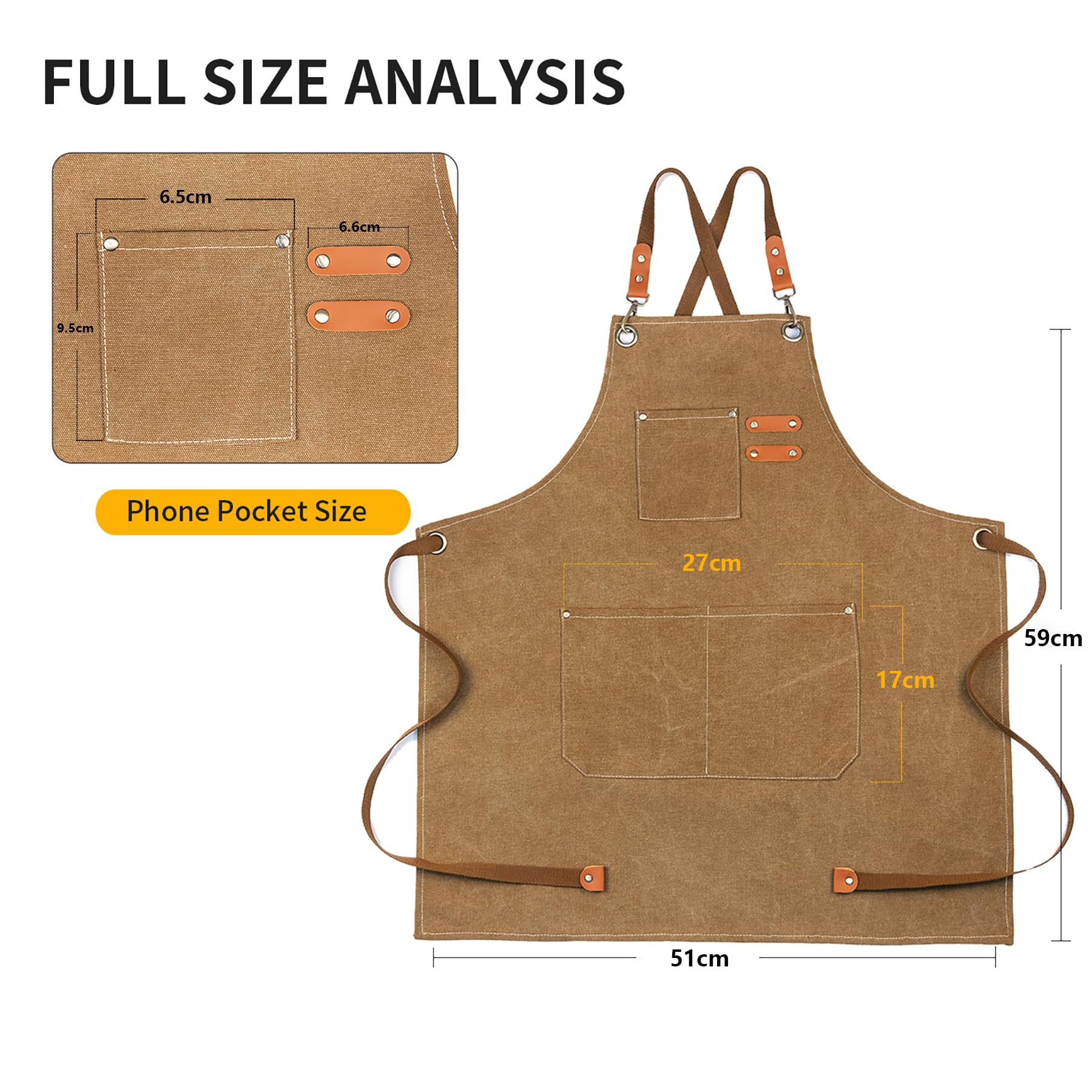 Kids Apron, Waterproof Cotton Canvas Kids Apron with Pockets, toddler boy aprons - Image 3