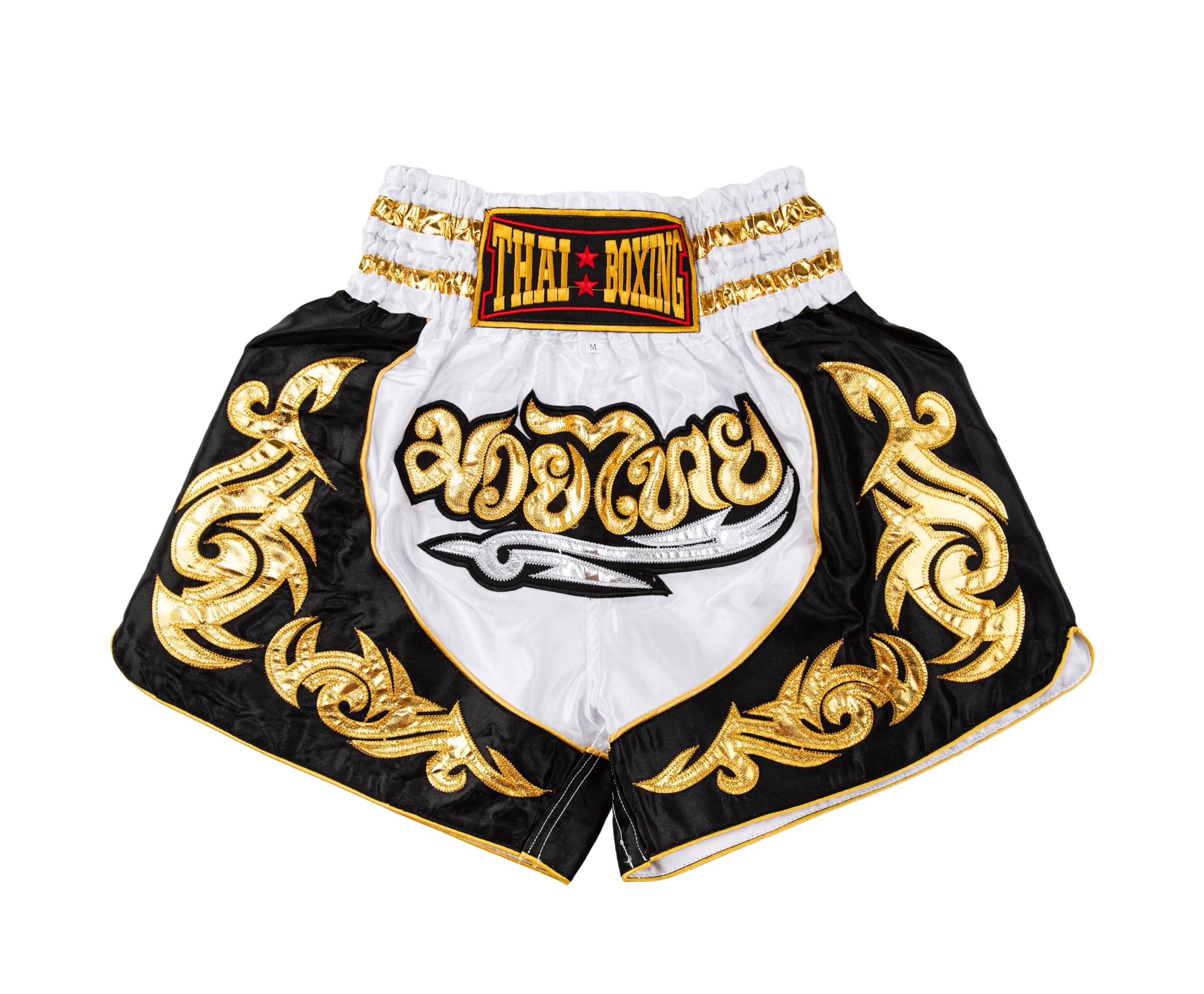 MUAY NATION Muay Thai Shorts for Men Women Slim Cut MMA Boxing Shorts Training Kickboxing Clothing Martial Arts Trunks (L, White)