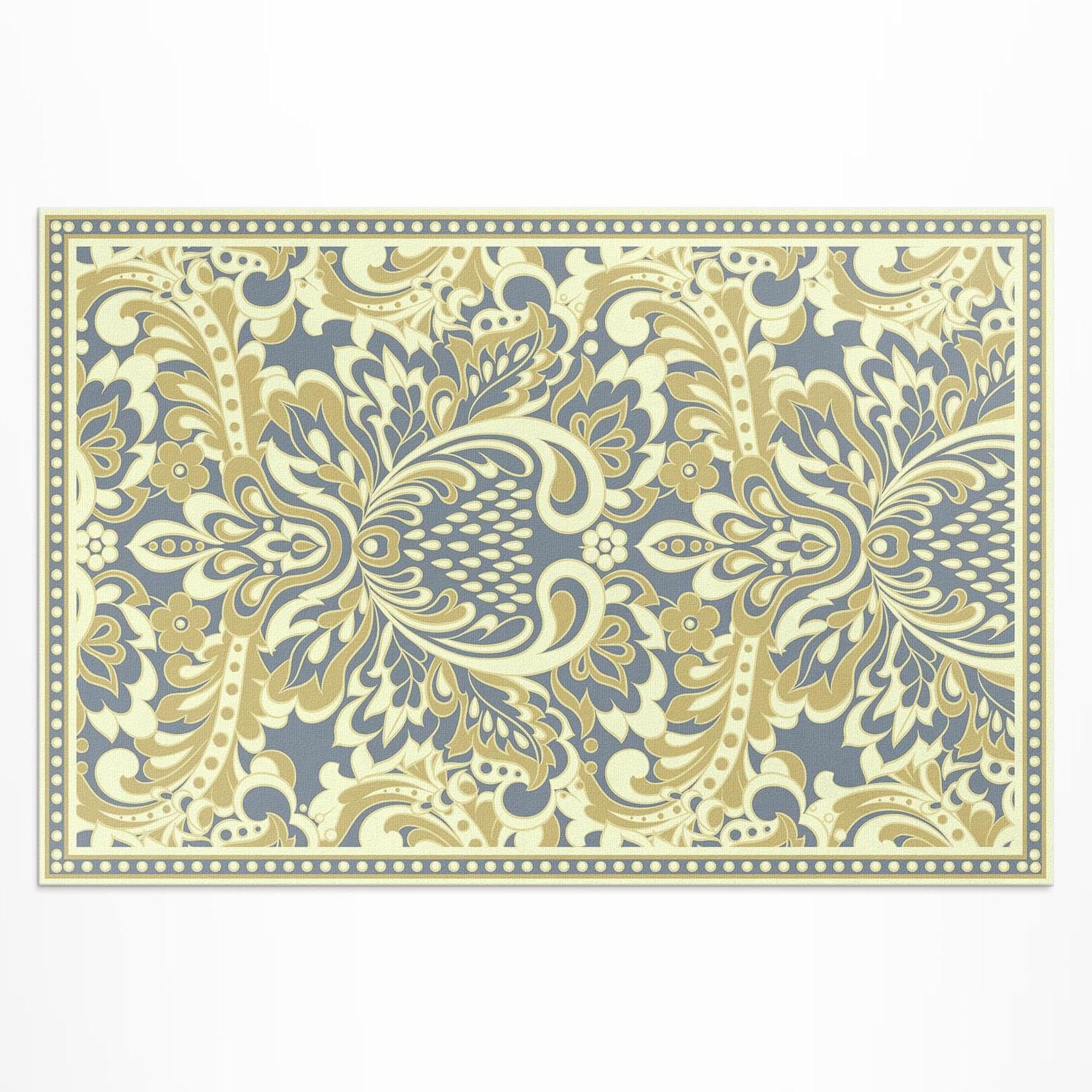 Tapis d'extérieur 150x225 cm en PVC imprimé fleurs exotiques pour terrasse et balcon