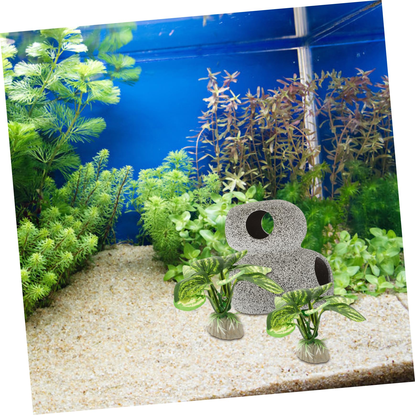 PRETYZOOM 2juegos Decoración De Acuario Cueva y Plantas Falsas Set De Ornamentos para Peceras y Terrarios Accesorios Acuáticos para Escondites De Peces y Camarones