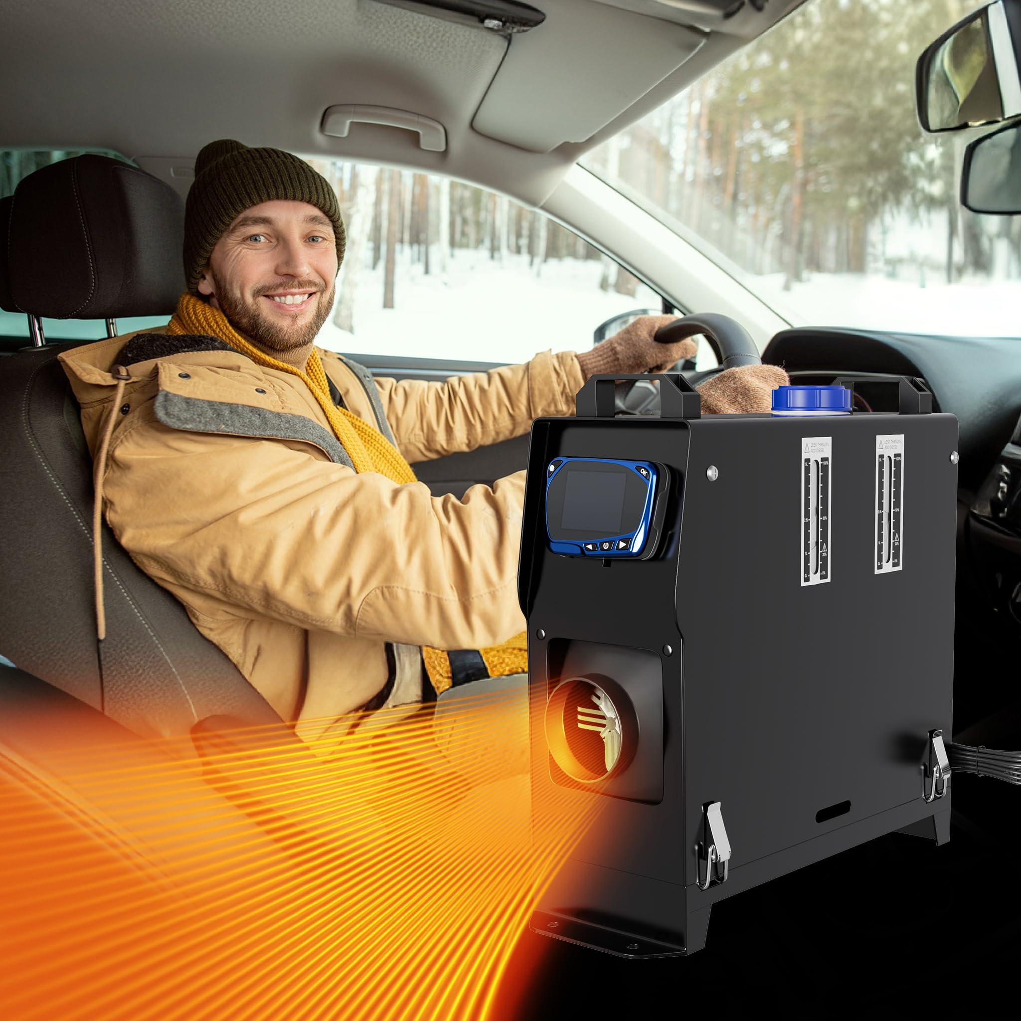 NAIZY Chauffage Diesel 12 V 8 KW Chauffage de Stationnement Diesel avec écran LCD et Télécommande et Interrupteur de Poignée Air Diesel Heater pour Voiture Camion RV Bus (Type A, Noir)