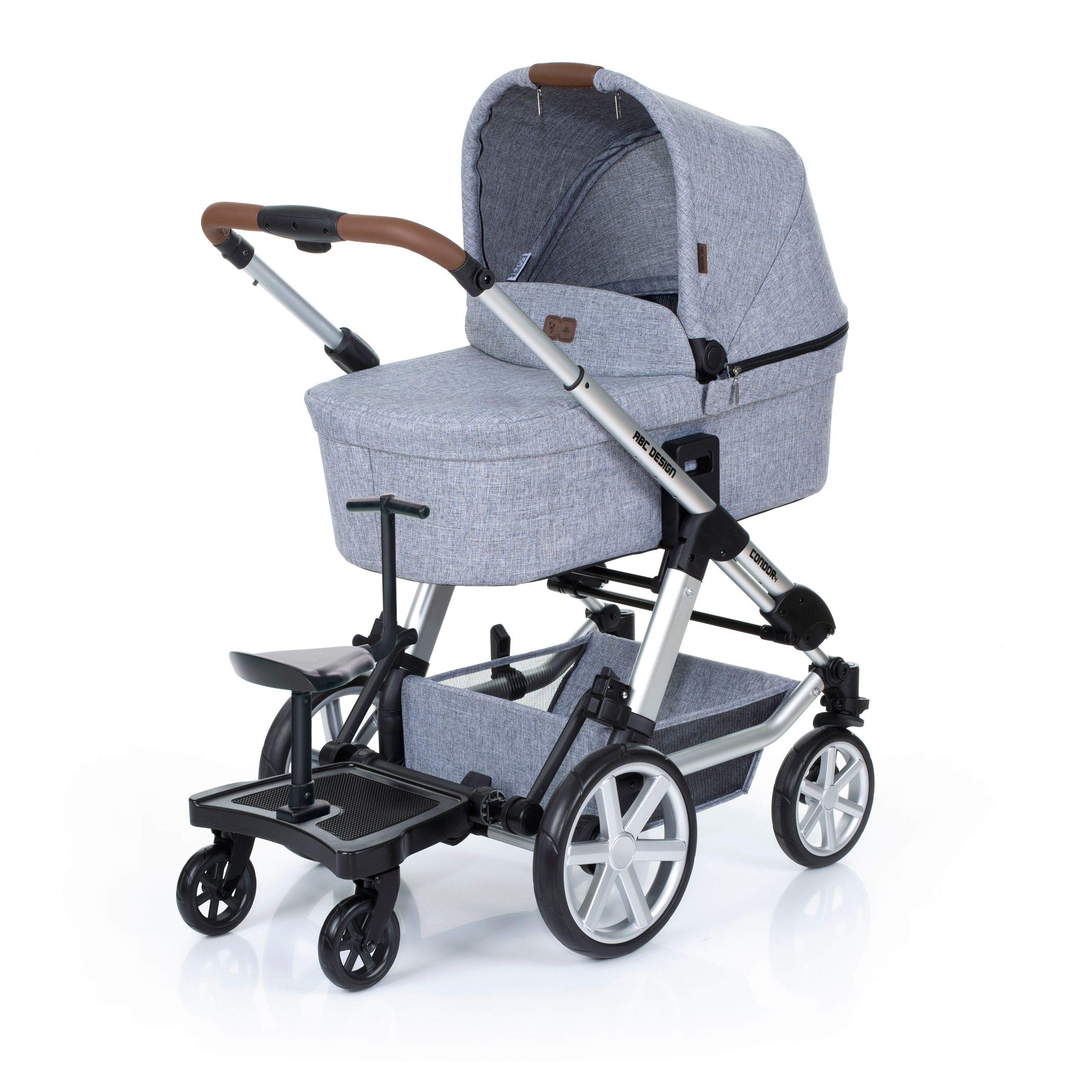 Set ABC Design Trittbrett Kiddie Ride On 2 mit Blaubär Stoffwindel | Mitfahrbrett universal passend | Rollbrett für Kinderwagen Buggy bis 20 kg