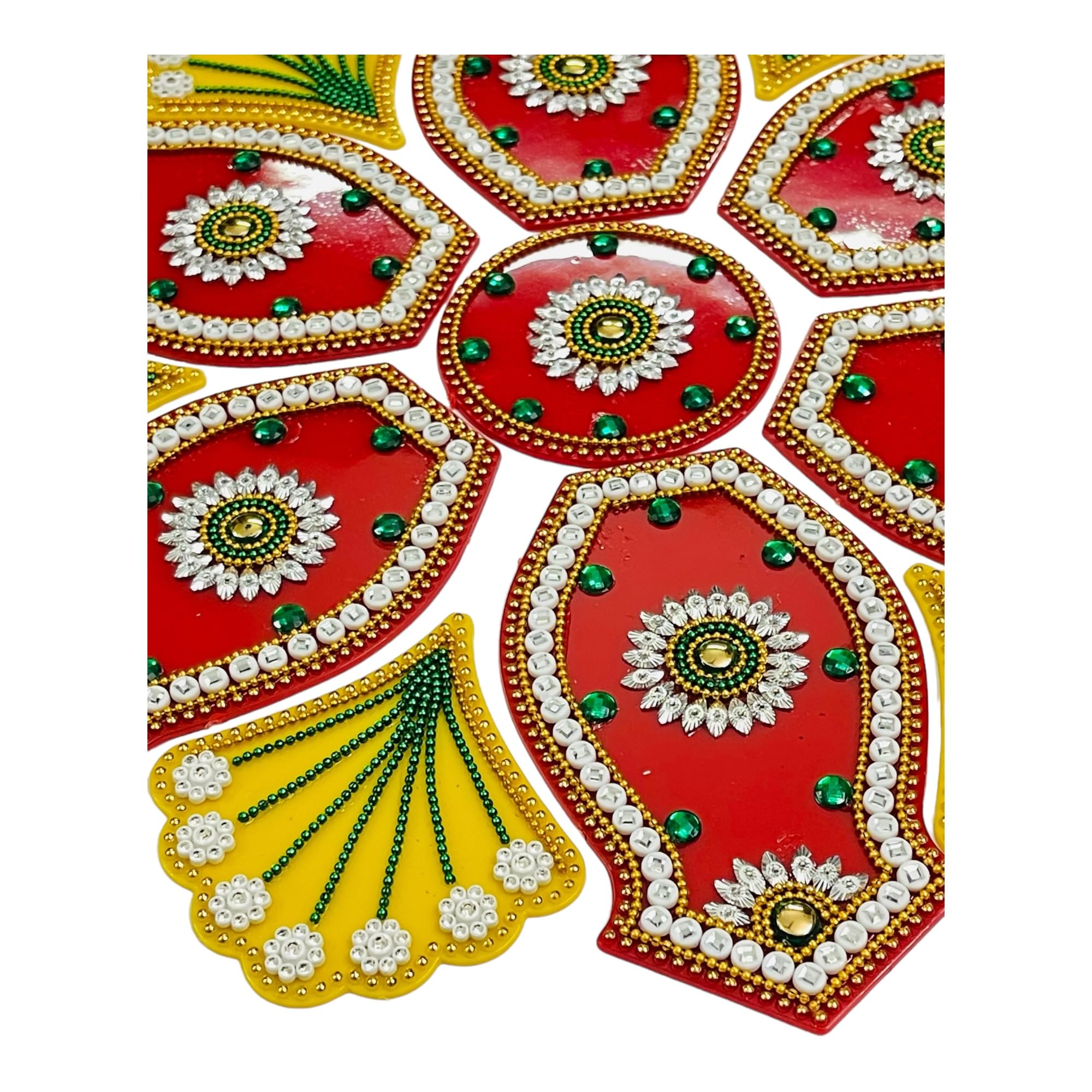 KRIWIN Acrylic Handcrafted Reusable Rangoli Big Size Dia- 13 inch for Festival Home Decorations 13 pcs Set 3