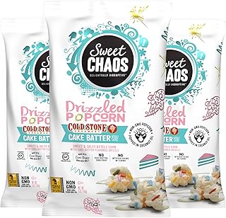 Sweet Chaos Cake Batter Drizzled Popcorn | Naturally Flavored Gourmet Popcorn Snack | Sweet & Salty Kettle Corn | 5 Ounce