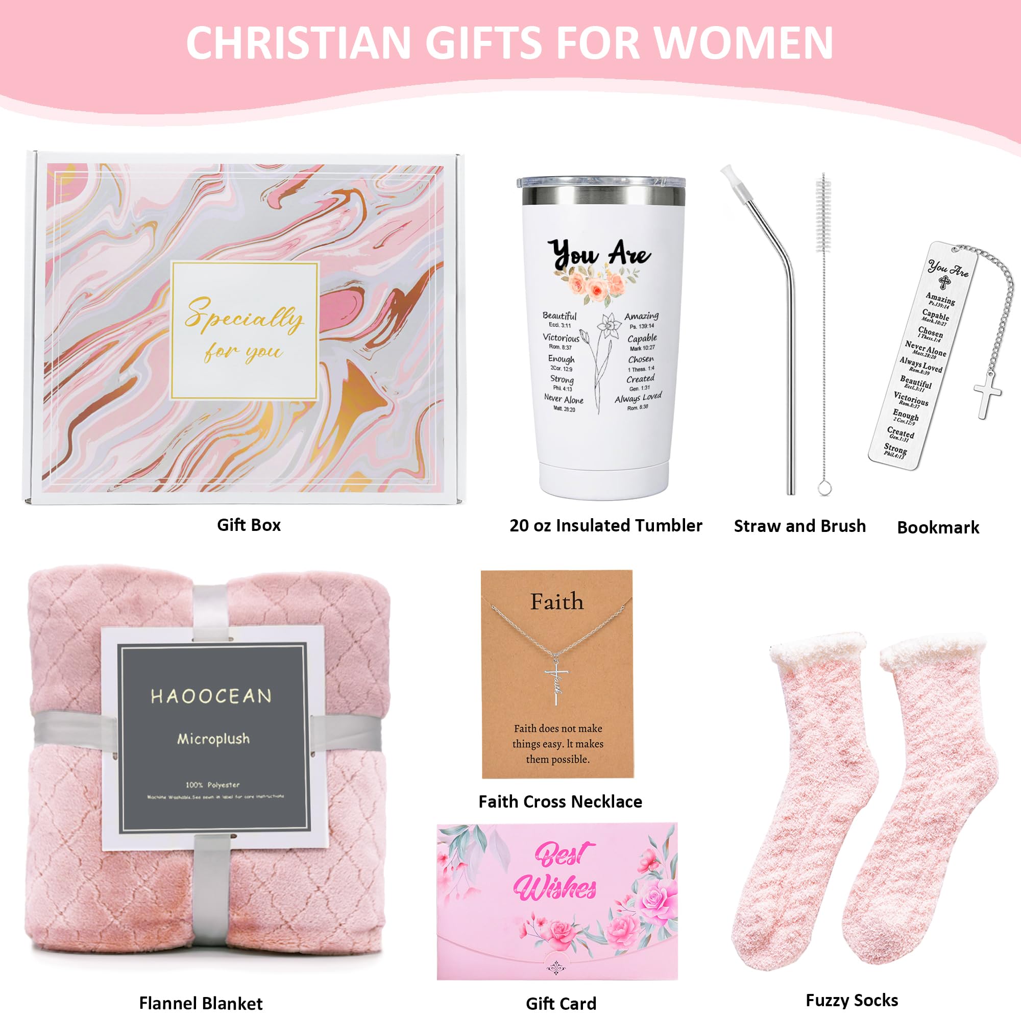 Regalos cristianos para mujeres, cesta de regalos religiosos inspiradores, juego de manta de vaso espiritual católico, regalo de cumpleaños para madre, esposa, hermana, mejor amiga