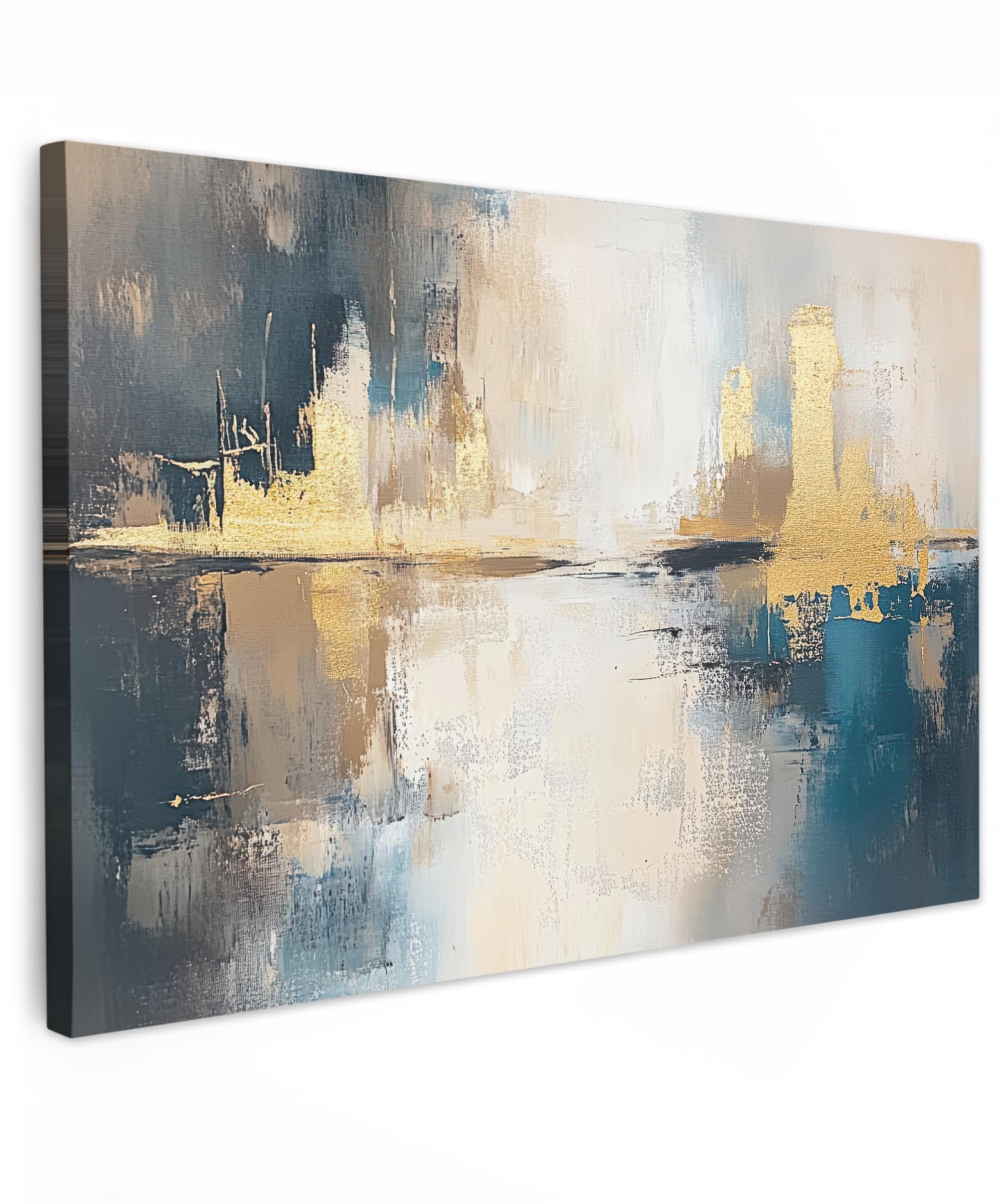 MuchoWow© Canvas Wall Art Work 47"x31" / 120x80 cm Room Decor Painting Wallfillers Picture Decoration Prints Abstract - Art - Gold