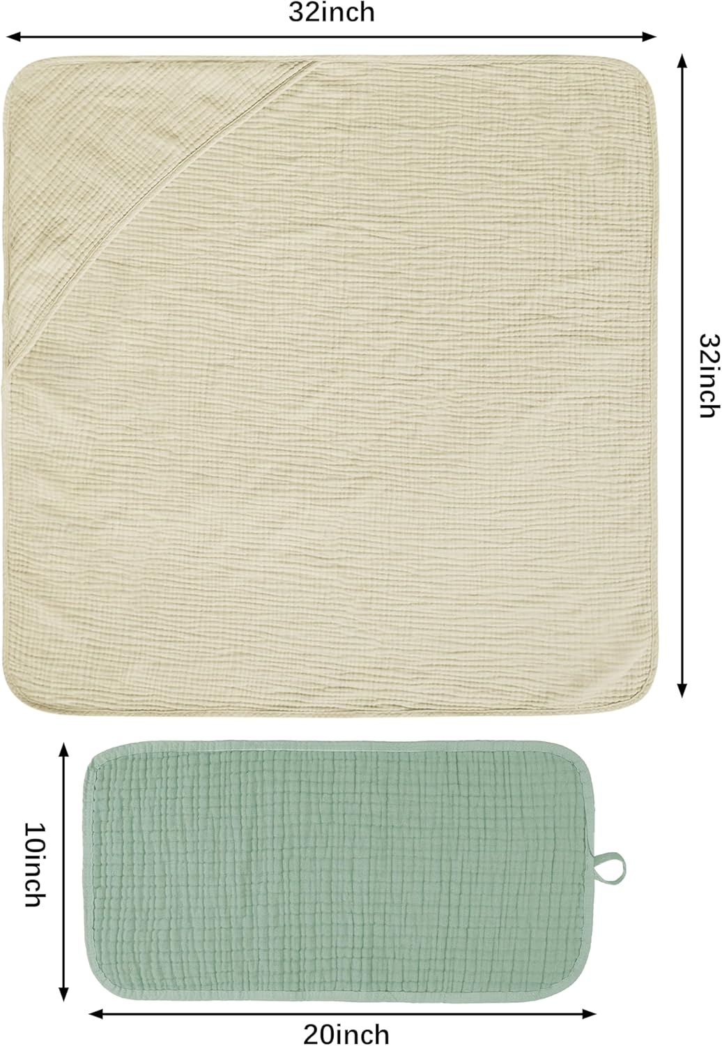 6Pcs Baby Muslin Hooded Bath Towels and Washcloths,32"x 32" Muslin Cotton Hooded Baby Towels for Newborn Shower