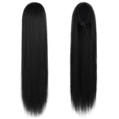 Miniatura 167 de BARSDAR Short Straight Ponytail Extension - 14 Inch Drawstring Black Ponytail Hair Extensions for Women - Synthetic Fake Pony Tails Hairpieces Clip