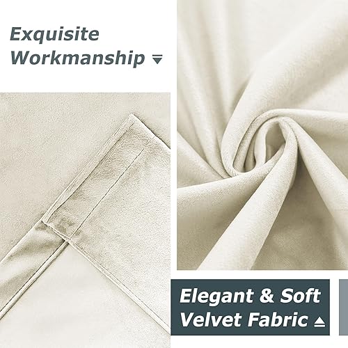 Miniatura 5 de Frelement Cortinas extralargas de terciopelo de felpa para techos altos, cortinas de oscurecimiento de la habitación, cortinas con ojales, cortinas