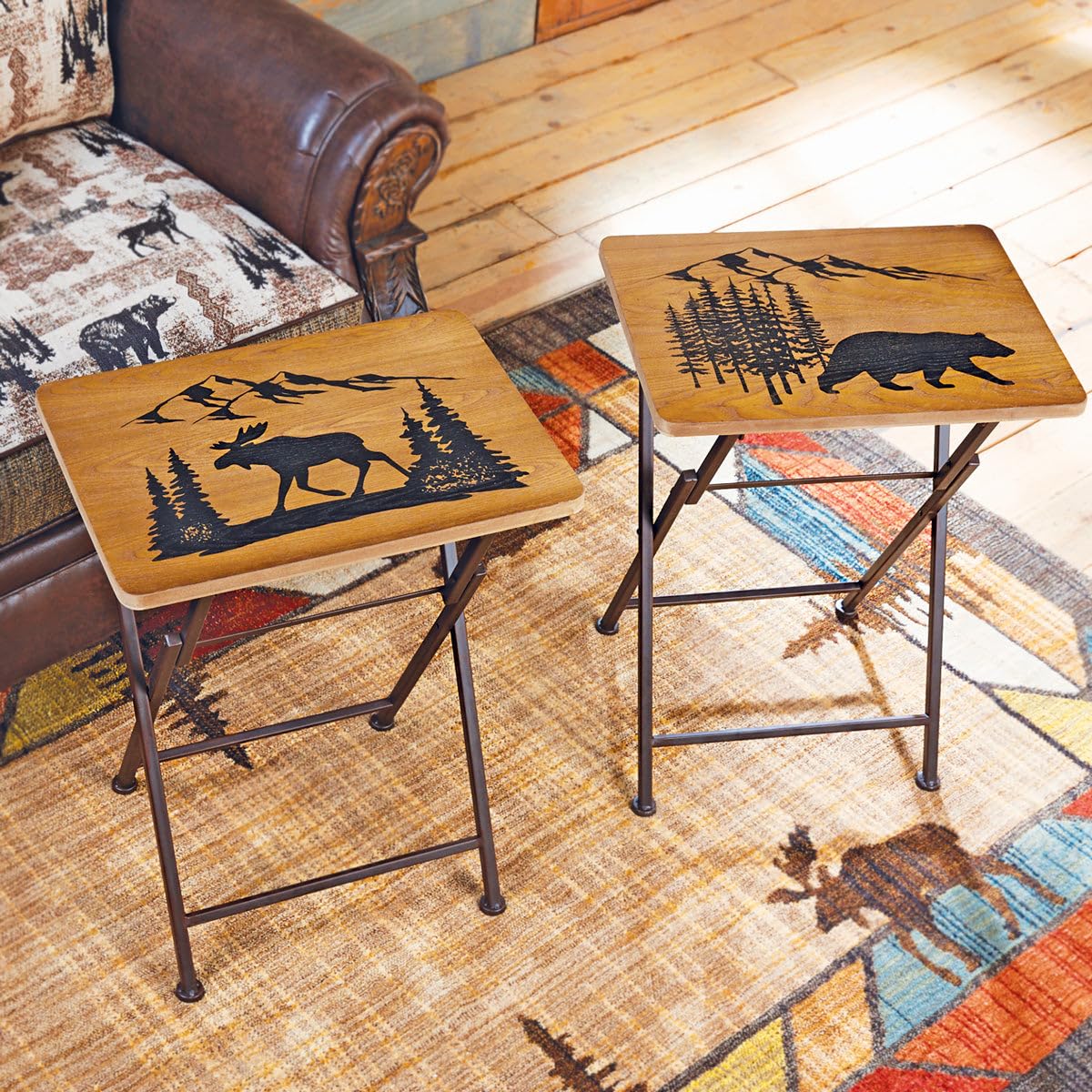 Amazon.com: BLACK FOREST DECOR Wood Moose Folding Side/Tray Table