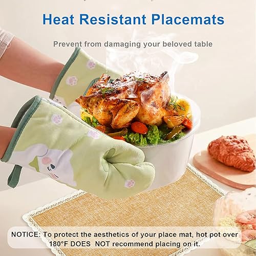 Miniatura 2 de Juego de 6 manteles individuales de arpillera, 18 x 11.6 pulgadas, dos capas de lino sintético, tapete decorativo para mesa de cocina, resistente al