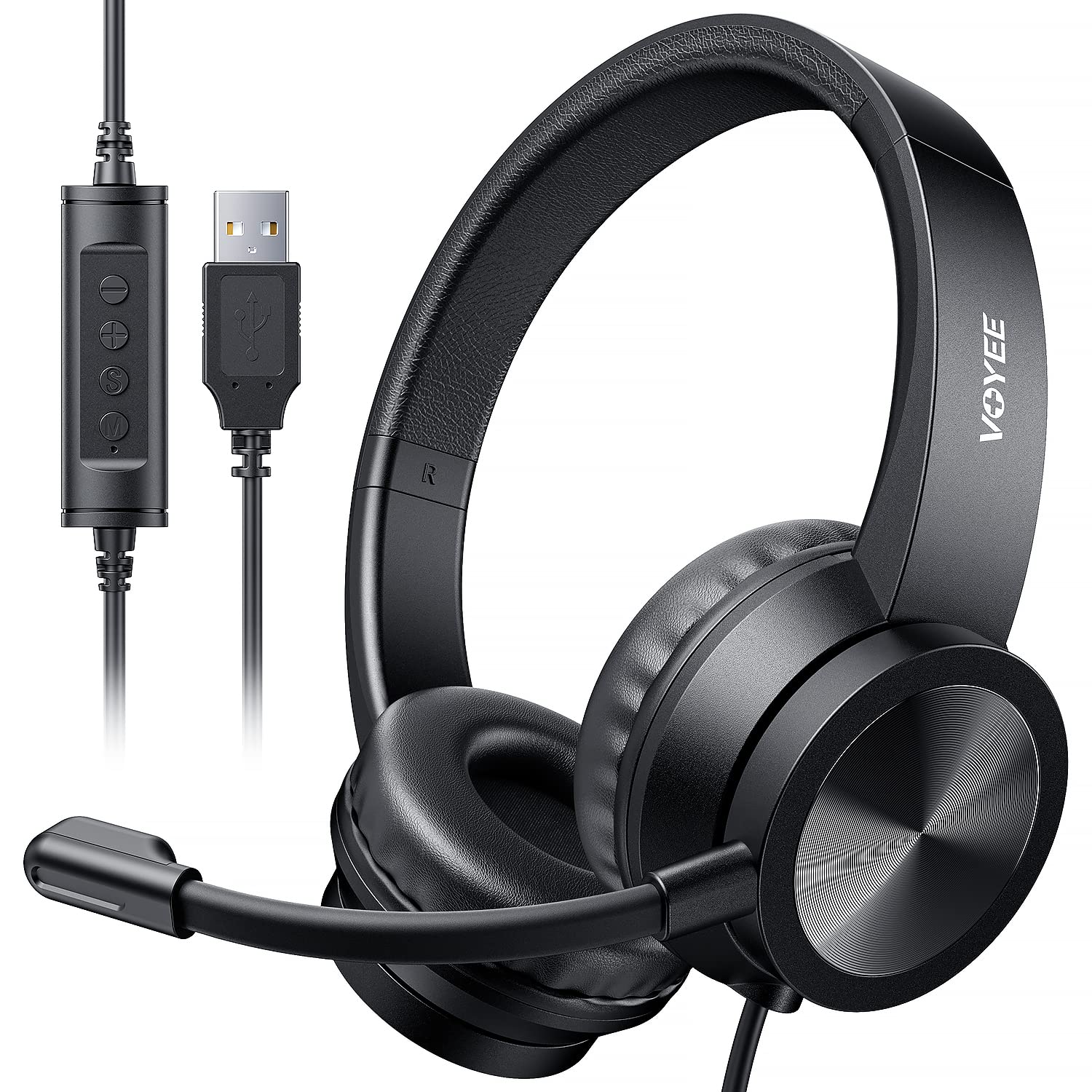Amazon.in Buy VOYEE USB Headphone with Mic, Wired Laptop Headset with