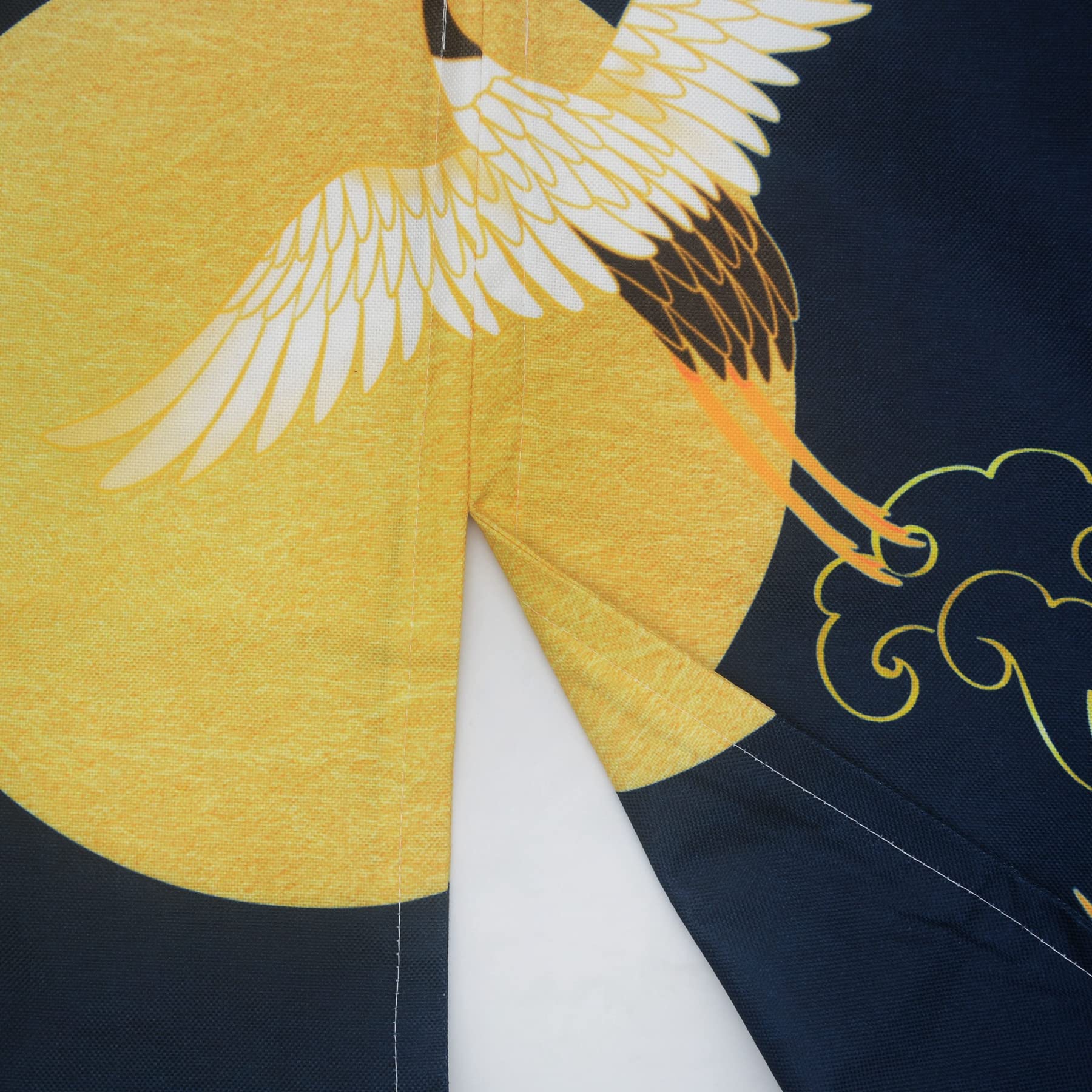 LIGICKY Noren Rideau de Porte Style Japonais Grues épaissies Vagues Or Pleine Lune Imprimé Coton Lin Revêtement de Fenêtre Porte Tapis pour Décoration Intérieure 85x150cm, Bleu Marine (Priting Double