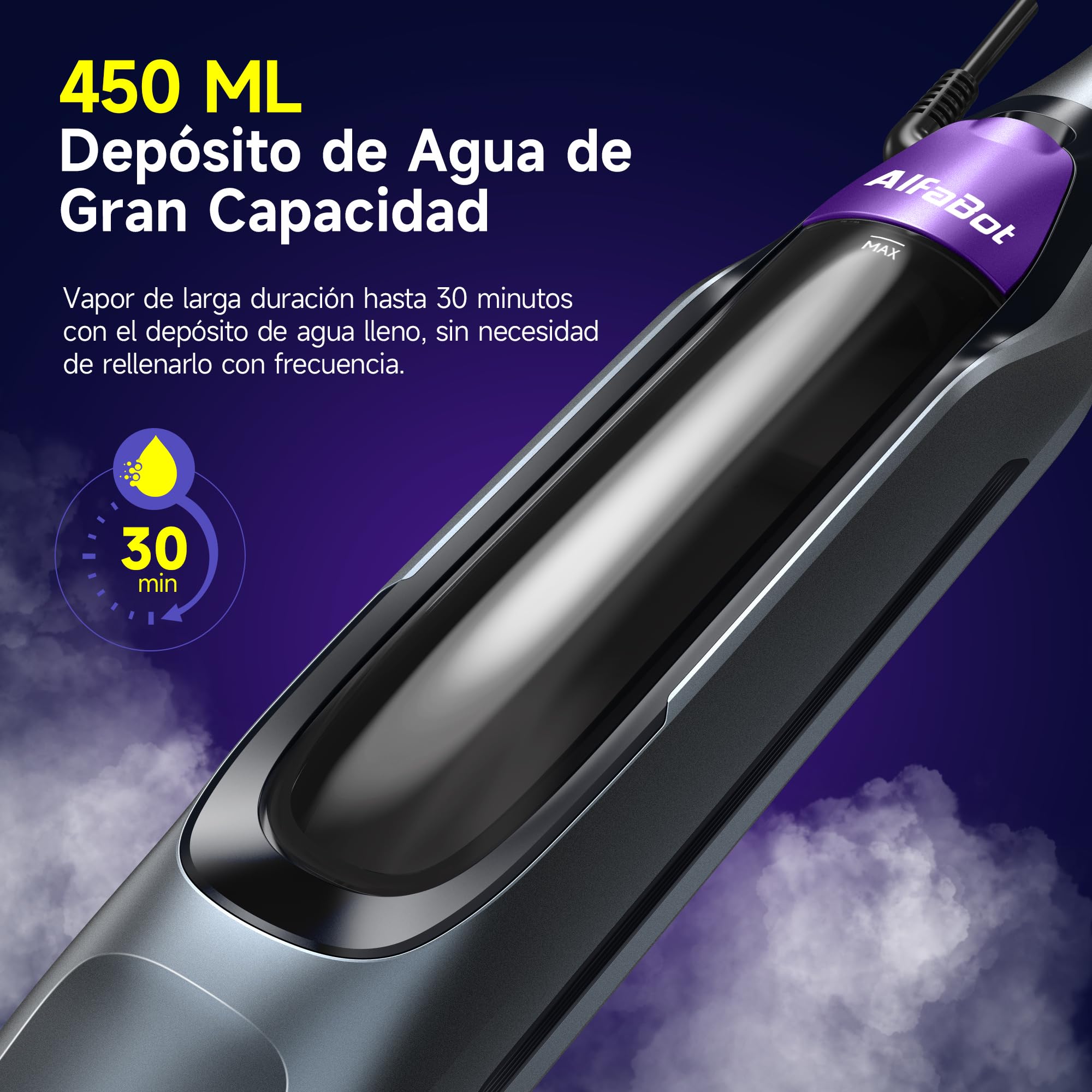 Fregadora de Vapor AlfaBot F2 | Limpieza Profunda Sin Químicos | Elimina 99.9% Bacterias | Para Suelos de Madera/Laminado 3 Bares