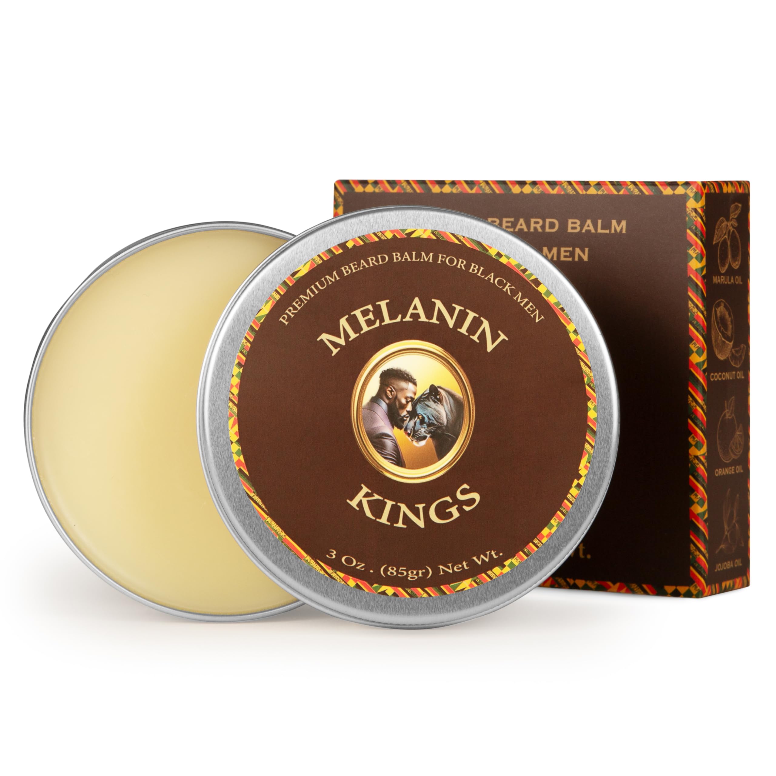Melanin Kings Beard Balm for Black Men | 3 oz | Ancient African Ingredients | Specialized formula for black men s Kenyan Sandalwood Scent