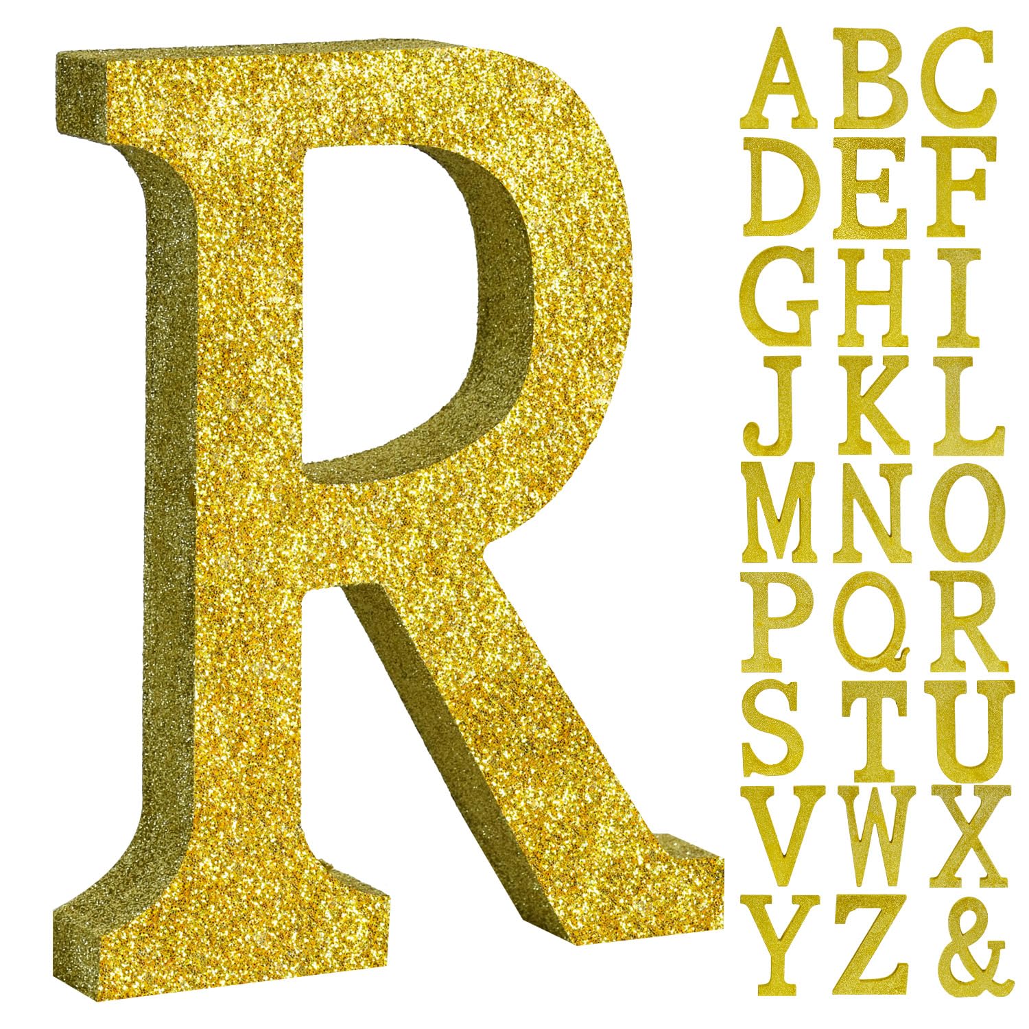 TONIFUL 8 Inch Gold Glitter Letter R Table Centerpiece A-Z Gold Birthday Party Decorations,Gold Alphabet R for Birthday,Chrismas,Graduation,Bridal Shower,Wedding,Anniversary Party Supplies