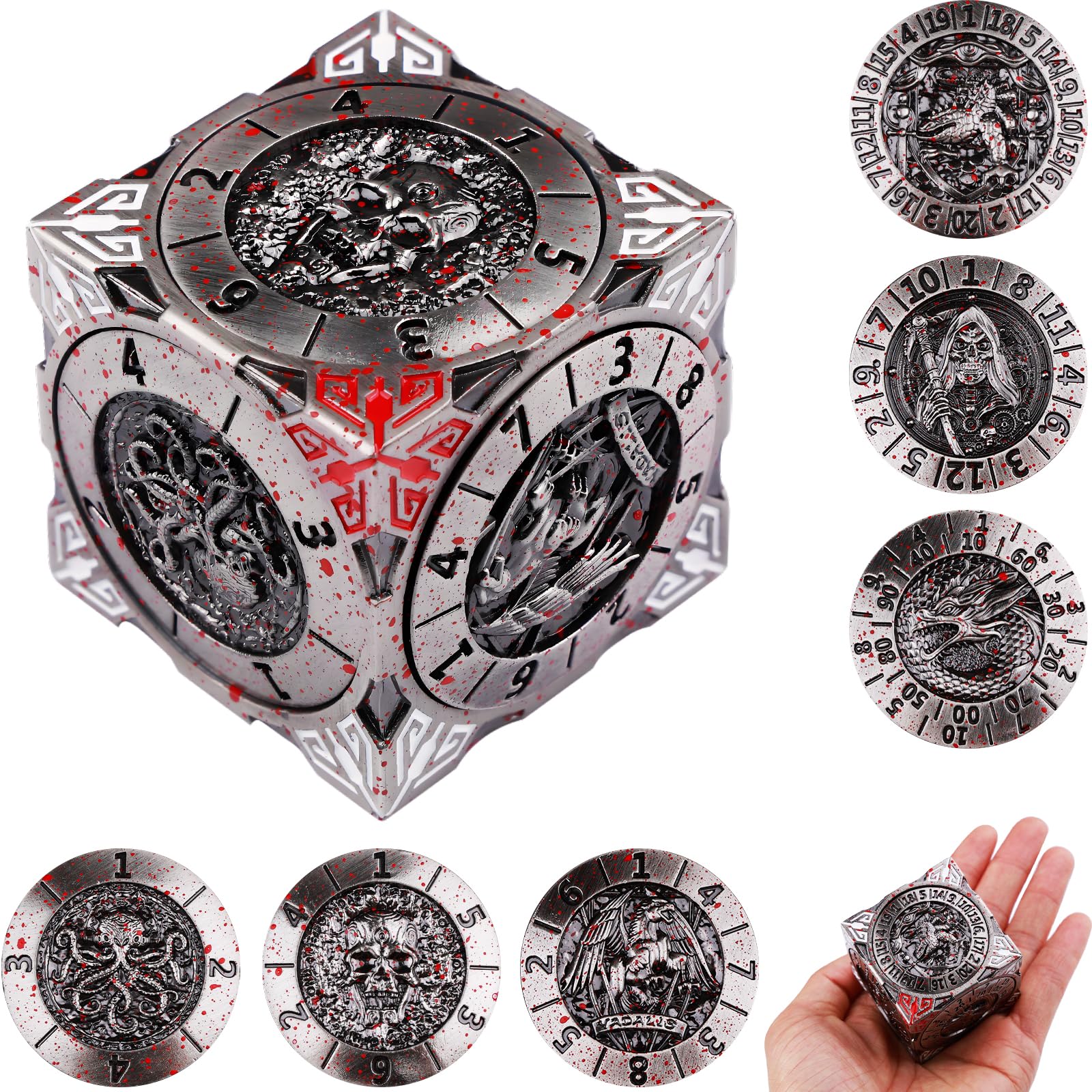 2023 Metall hohle polyed rische Würfel Set für Dungeons And Dragons Rpg-Spiele A