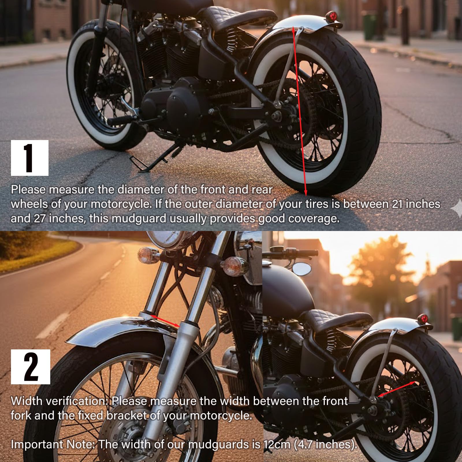Amazon.com: 4.7'' DKMOTORK 0081 Motorcycle Front Rear Fender Mud