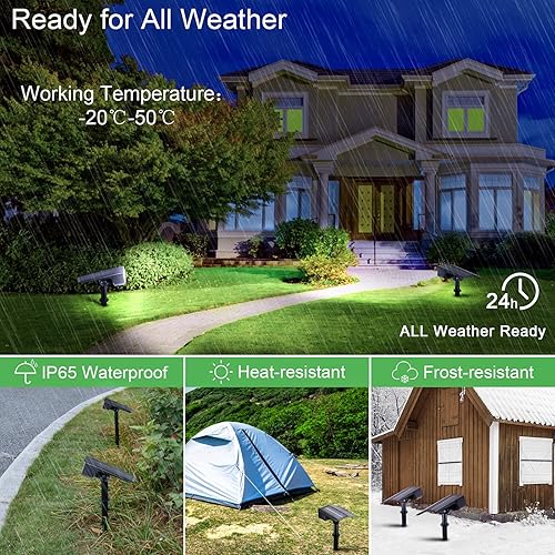 Miniatura 6 de DAONEG Focos solares brillantes para exteriores, paquete de 2 sensores de movimiento, estilo moderno, negro, impermeable, 250 lúmenes, LED,