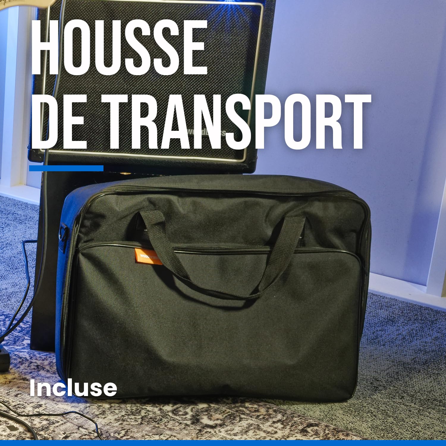 Woodbrass PB50-POWER Pedalboard alimenté avec housse de transport matelassée - Solution robuste et polyvalente pour 10 pédales d'effets guitare et basse : Parfait pour la maison, répétition et scène