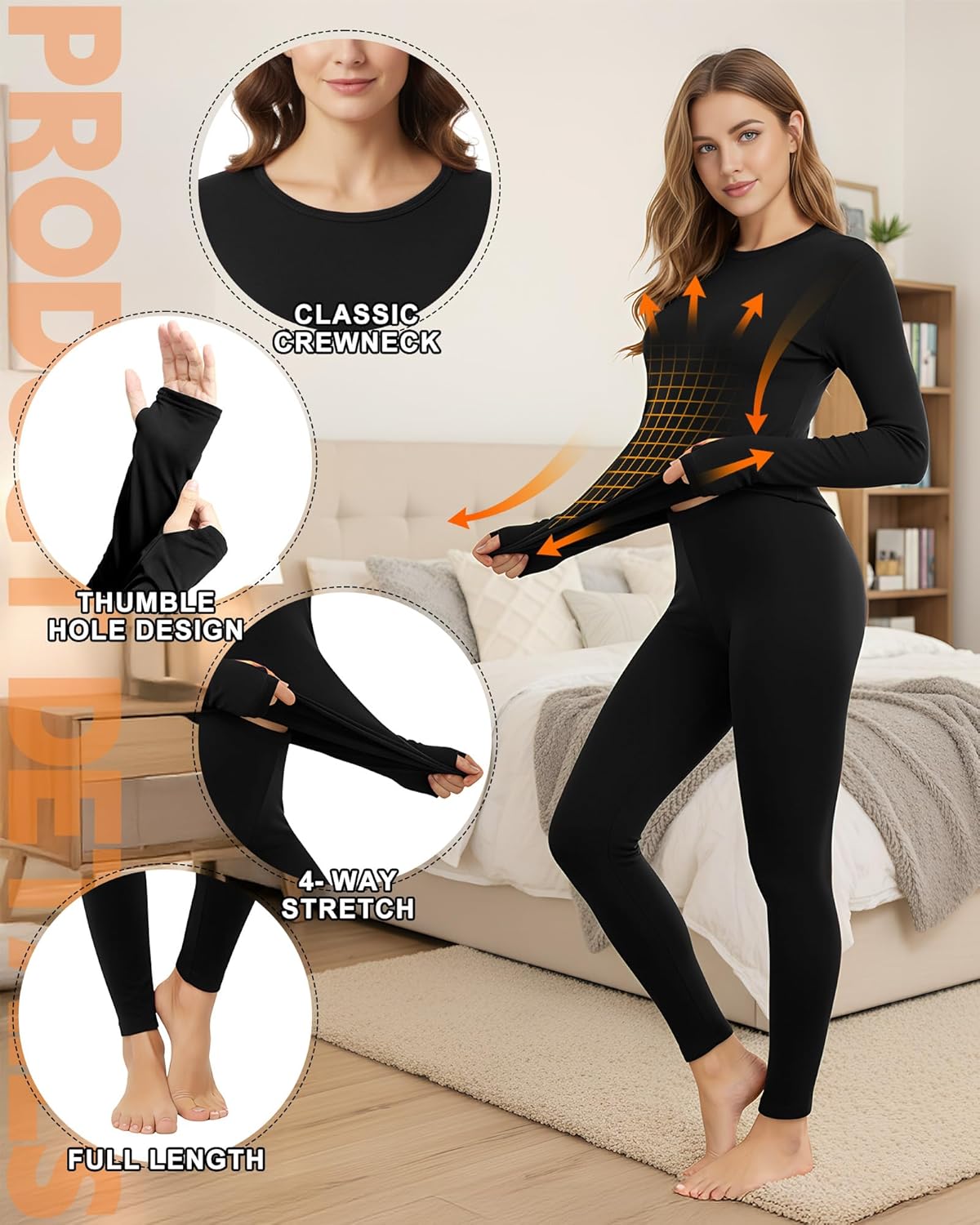 Patelai 2 Pack Womens Thermal Underwear Fleece Lined Base Layer Set Long Sleeves Cold Weather Top Bottom Winter Pajama Set - Image 3