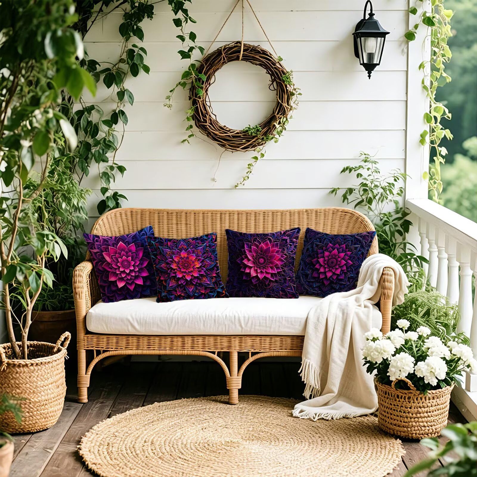 Coussin Exterieur Impermeable Violet, Taie Oreiller 45x45, Cod-301