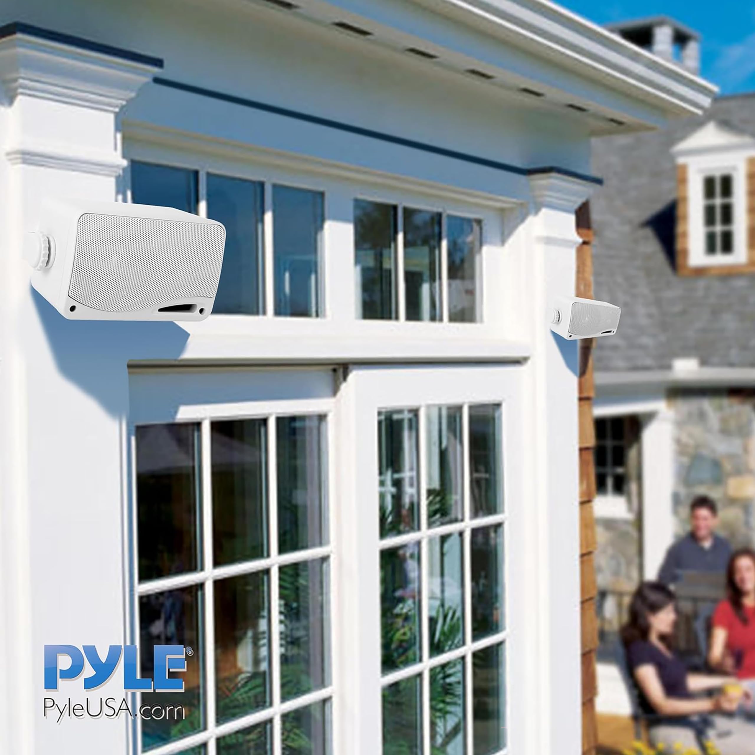 Pyle Enceinte d'Extérieur Étanche 200W 3 voies Haut Parleurs de Montage Marin Blanc