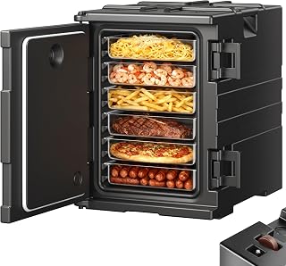 VEVOR Isolierte Thermobox Warmhaltebox 90 L, LLDPE-Lebensmittelbehälterträger mit Doppelschnallen, Speisewärmer mit Griffen, Transportbox für Restaurant, Kantine, Isolierbox 645 x 445 x 610 mm