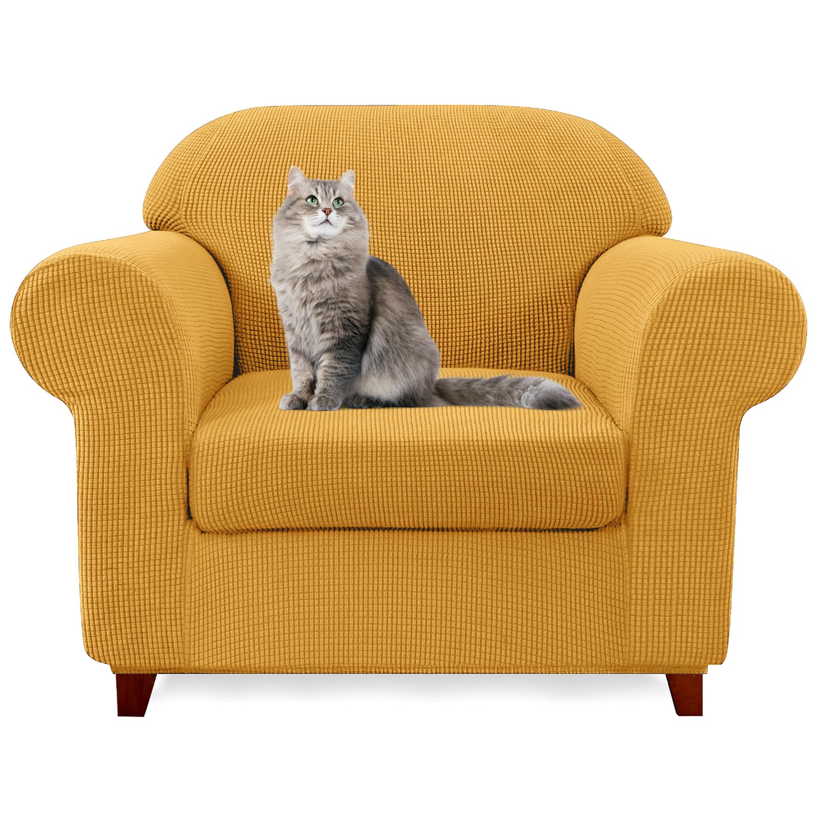 SYLC Ektorp Sofa Cover with Seat Cushions Covers and Backrests Covers Sofa Covers Stylish Stretch Jacquard Couch Slipcover Protector (Golden,Chair+1 Seat) — image 1