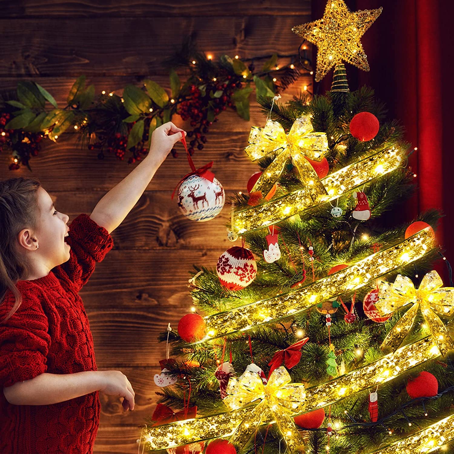 超特大クリスマスリース LEDライトリボンイルミネーション Amazon.co.jp: クリスマスリボン LEDライト LEDイルミネーションライト