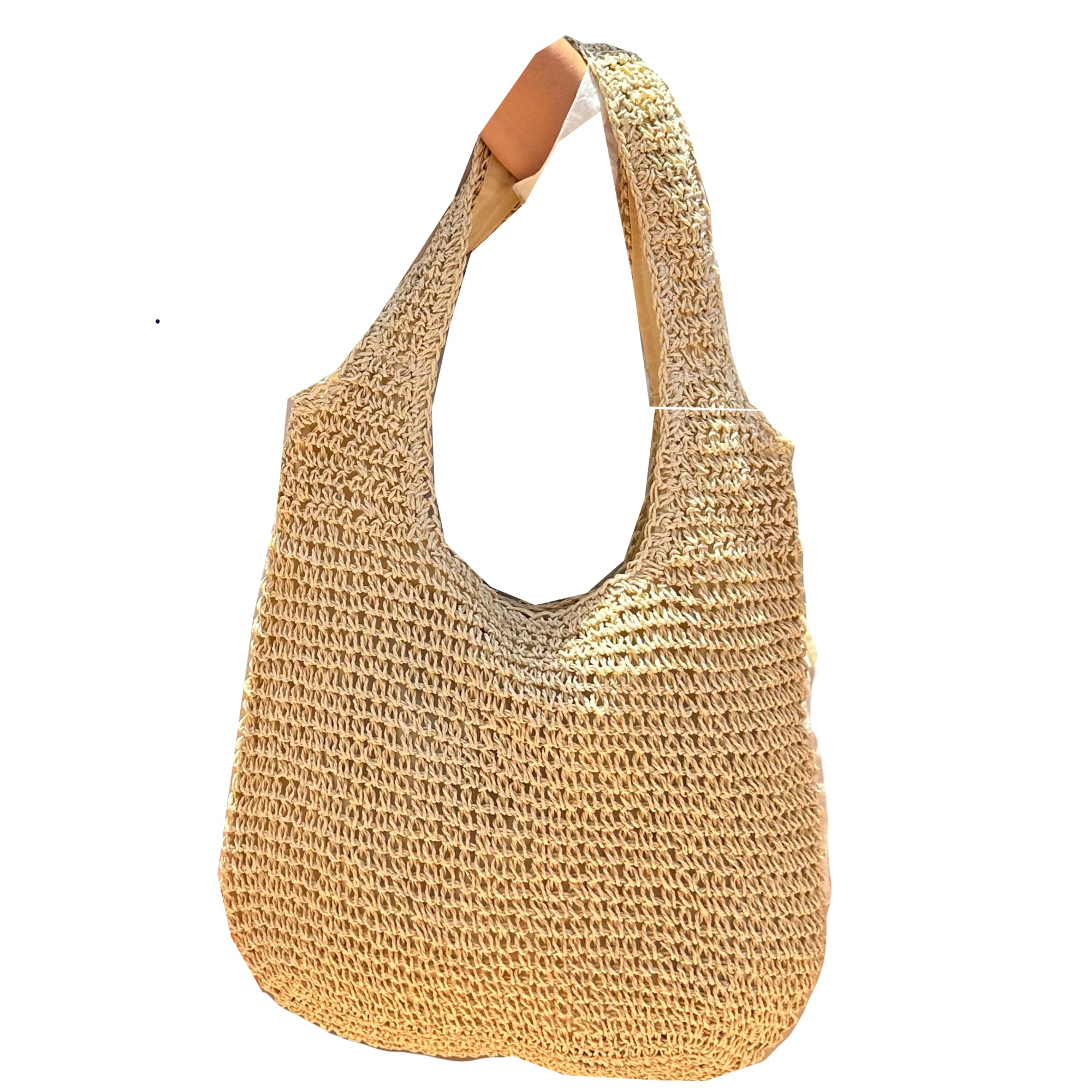 MIGURA Bolso Mujer De Paja Rafia Para Verano Playa, Capazo De Esparto Mimbre Hecho a Mano, Cesta Totte de Hombro Grande Bandolera Estilo Étnico Bohemio C