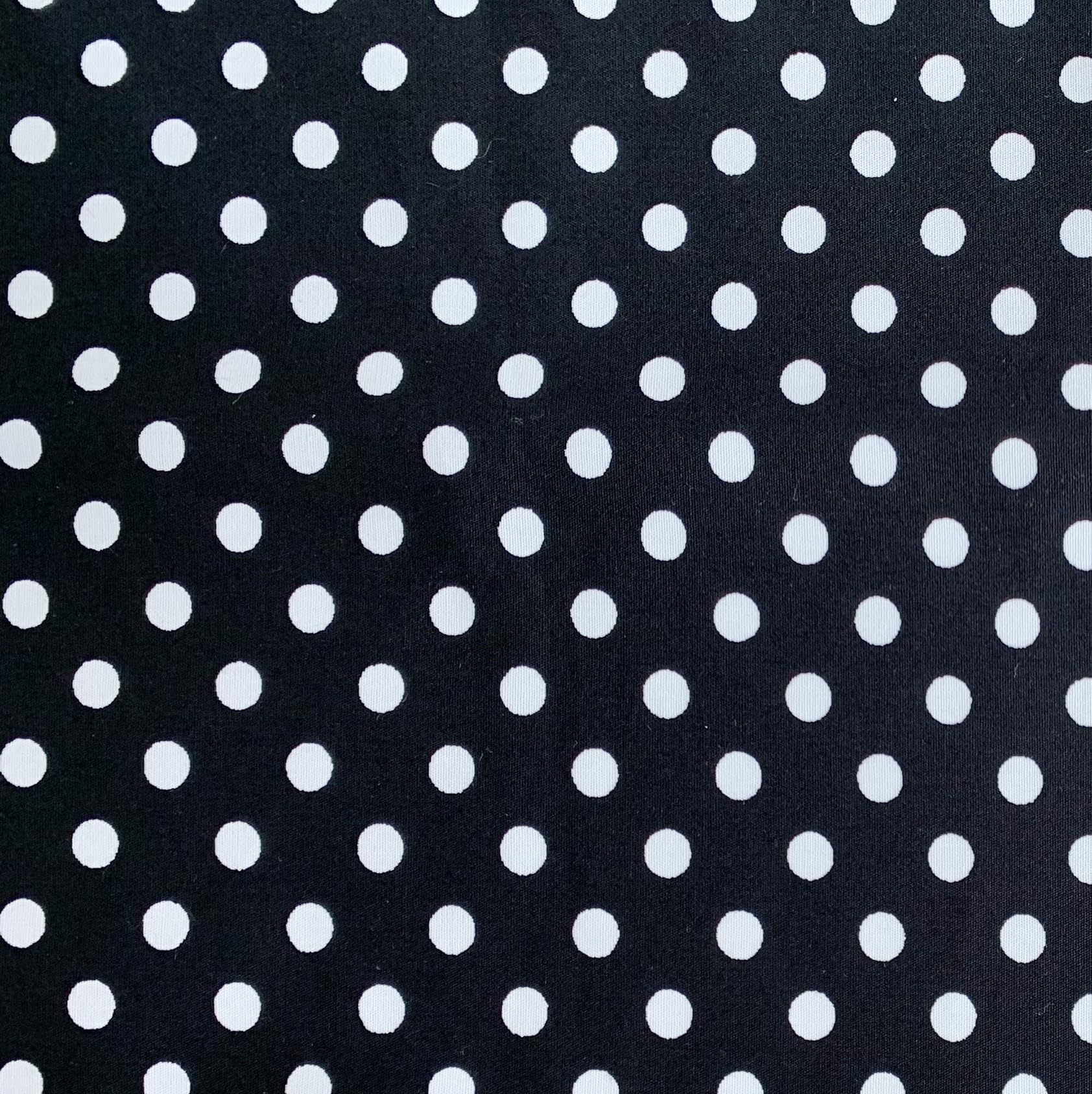 Rose & Hubble - Cotton Poplin Print Black & White Polka Dots Spot - 112cm 100% Cotton Fabric -130gsm - Per Metre