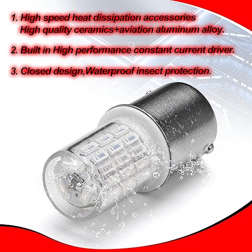 Miniatura 7 de Bombillas LED de 12 V 1156 BA15S rojo 1003 1141 7506 rojo brillante, base de un solo contacto de bayoneta de CC, AC10-24V DC10-30 voltios LED de