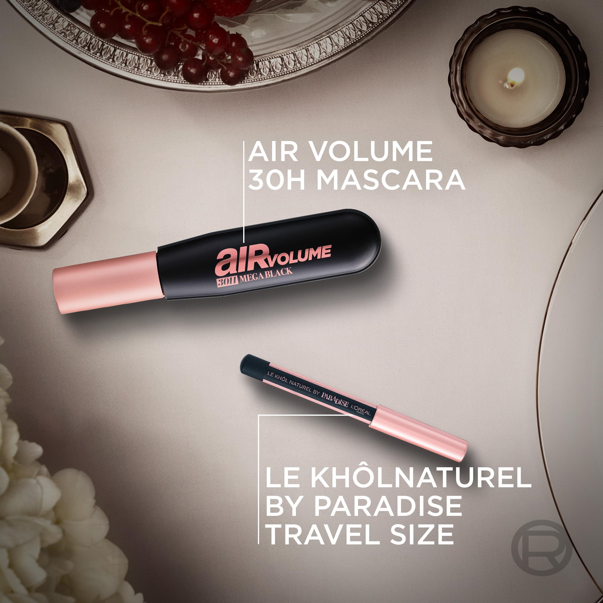 L'Oréal Paris Pochette Regalo Make Up à La Carte con Mascara Volumizzante Air Volume 30H Extra-Nero e Mini-Matita Occhi, Per i Tuoi Look Festivi, Con Elegante Beauty Case in Vernice Nera