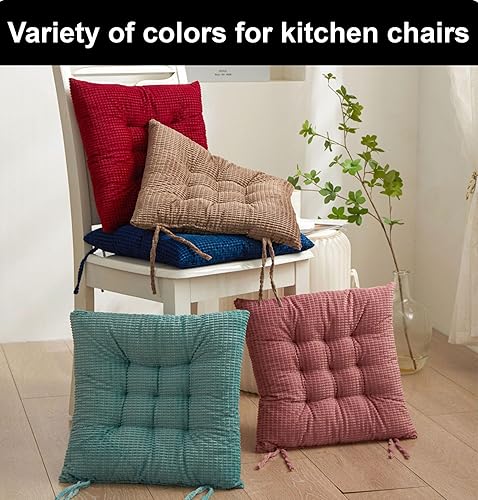 Miniatura 7 de Cojines para sillas de comedor, paquete de 2 unidades de núcleo de maíz, tatami de pana, cojines para sillas de cocina, cojines de asiento para