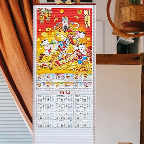 Miniatura 6 de Cabilock Calendario chino mensual lunar 2024 calendario de año nuevo 2024, calendario de Dios de la riqueza, calendarios Año del Dragón, regalos de