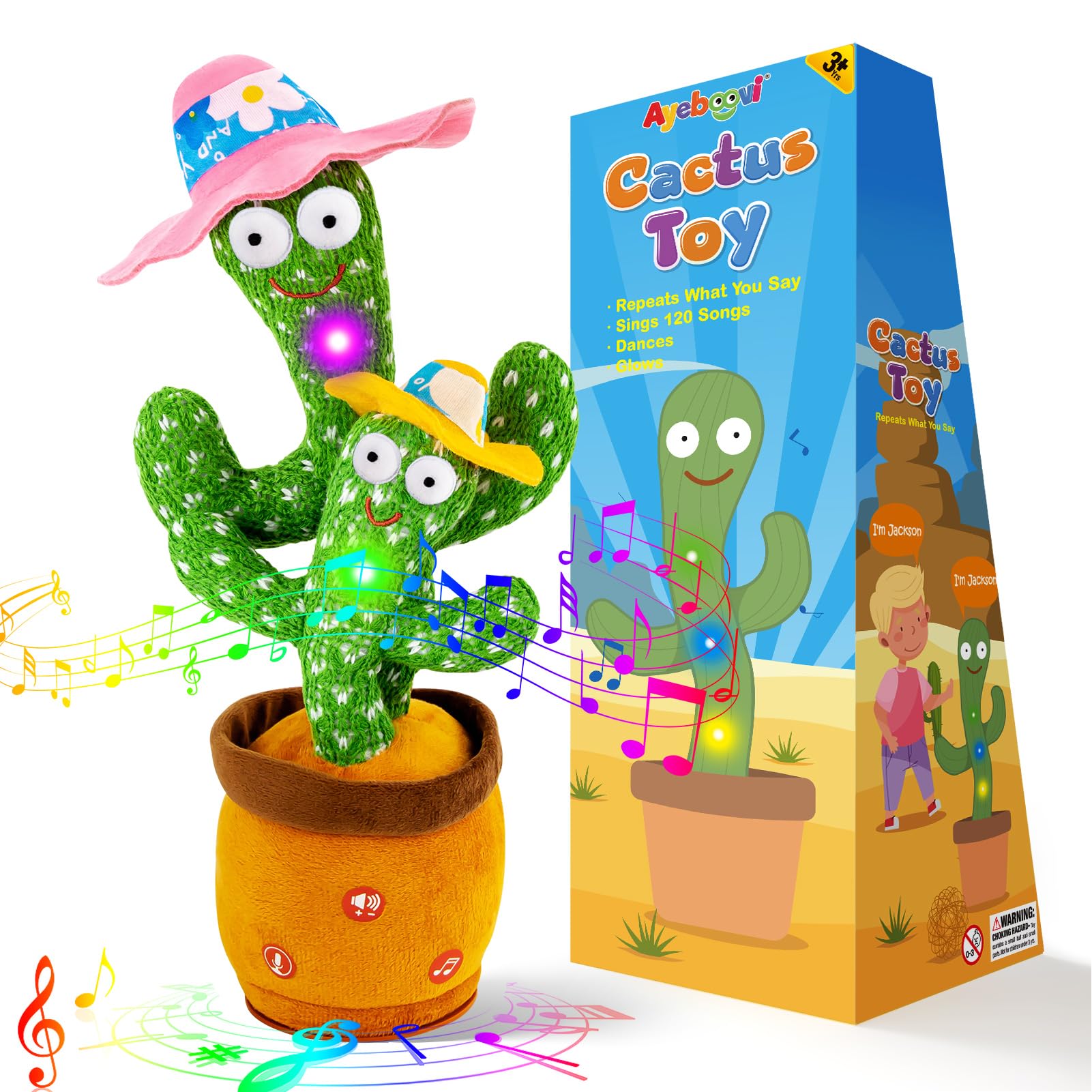 Ayeboovi Dancing Talking Cactus Baby Toy Mimicking Recording Cactus Toy Repeats What You Say 120 Songs Toddler Toys Gifts for Kids Birthday Gifts for 3 4 5 6+ — view 10